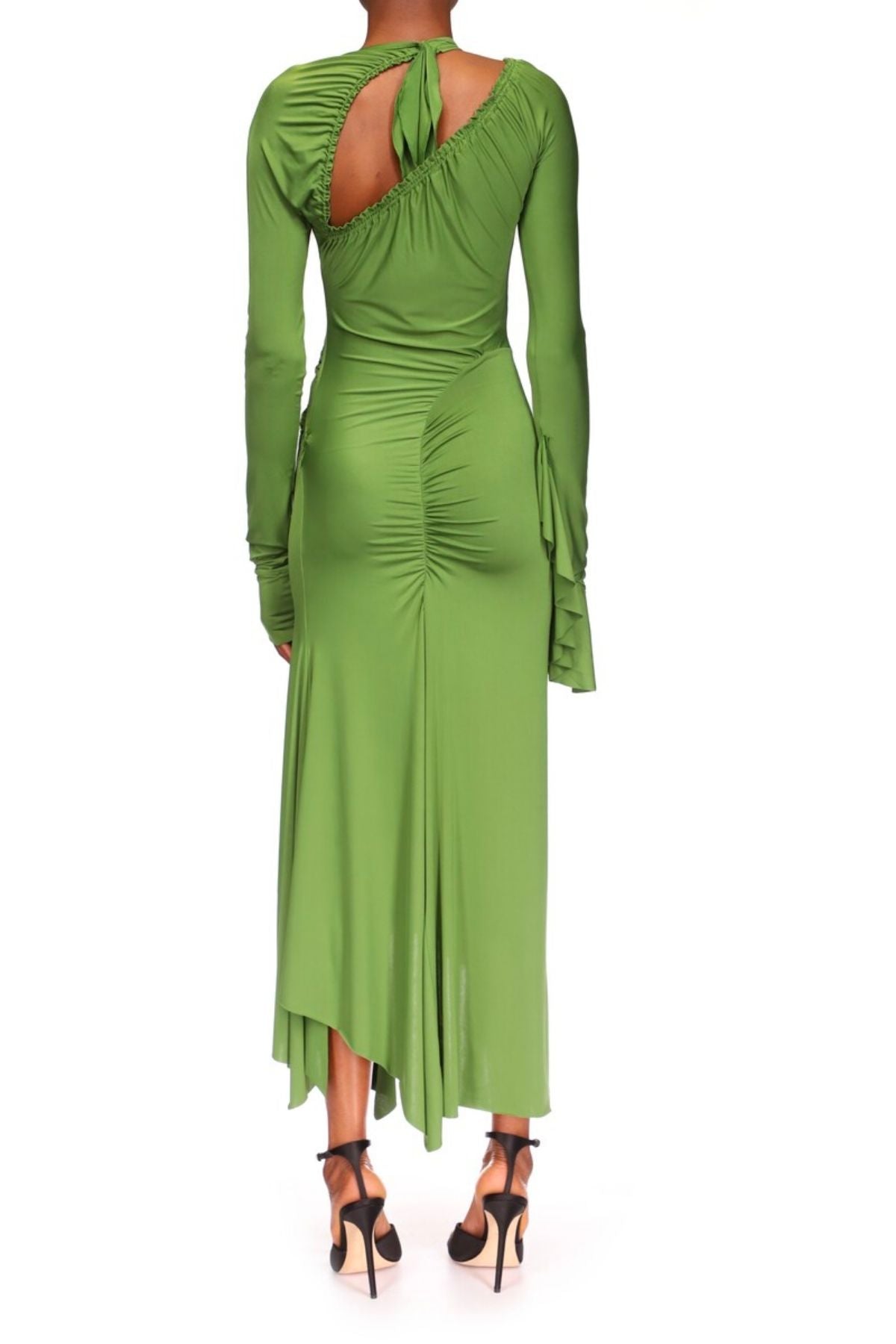 Victoria Beckham Asymmetric Slash Jersey Dress - Fern