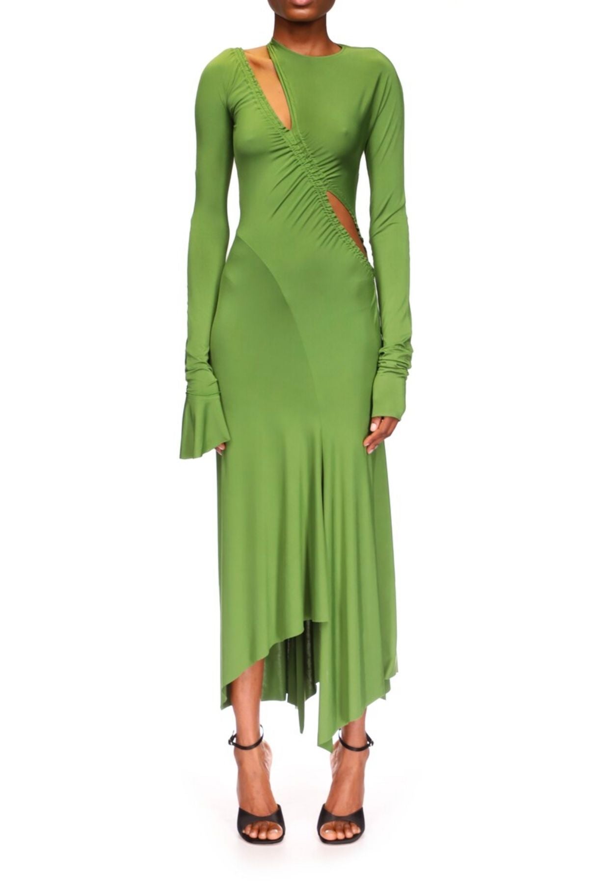 Victoria Beckham Asymmetric Slash Jersey Dress - Fern