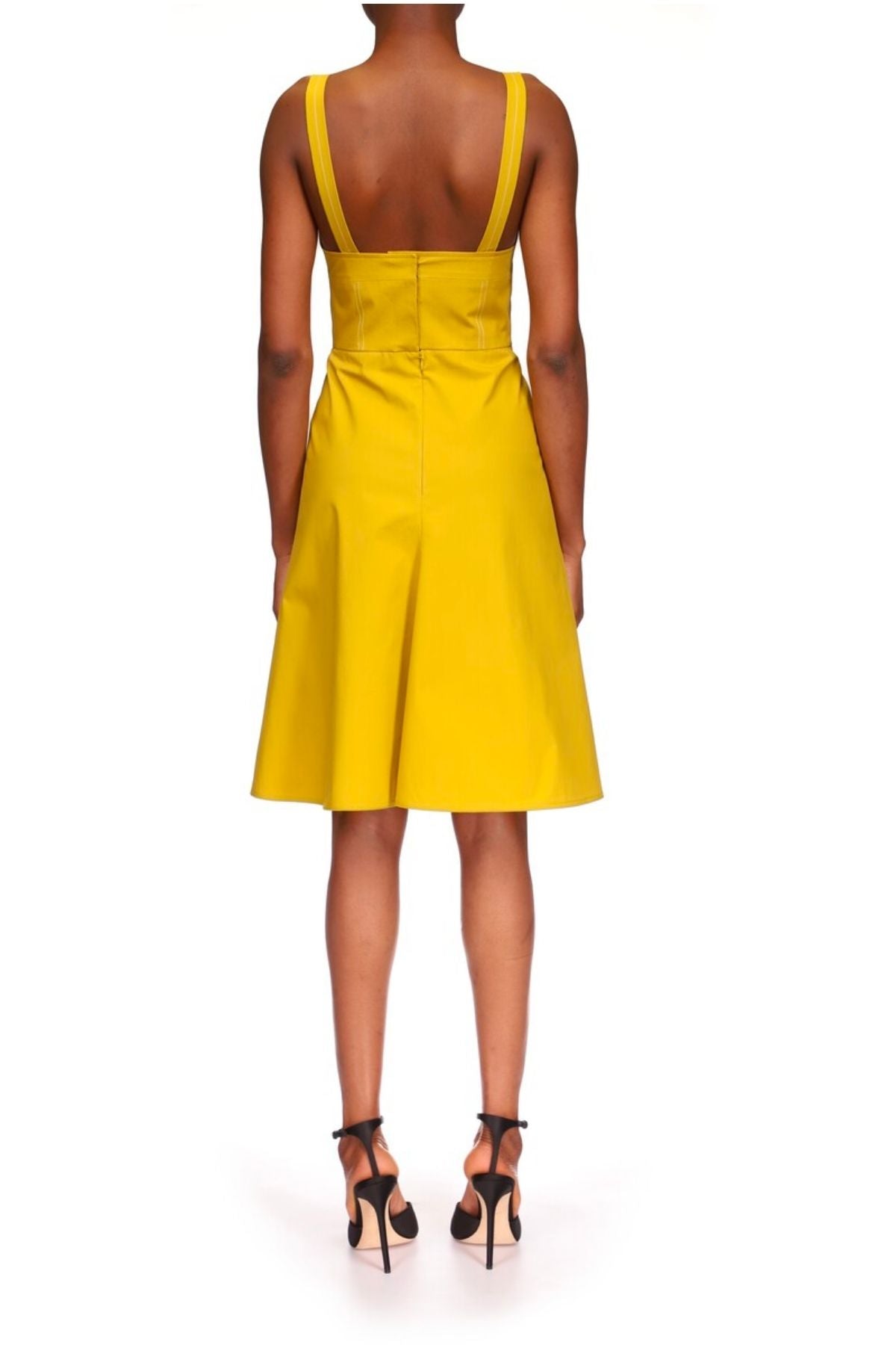 Victoria Beckham Bra Detail Cotton Dress - Yellow Ochre