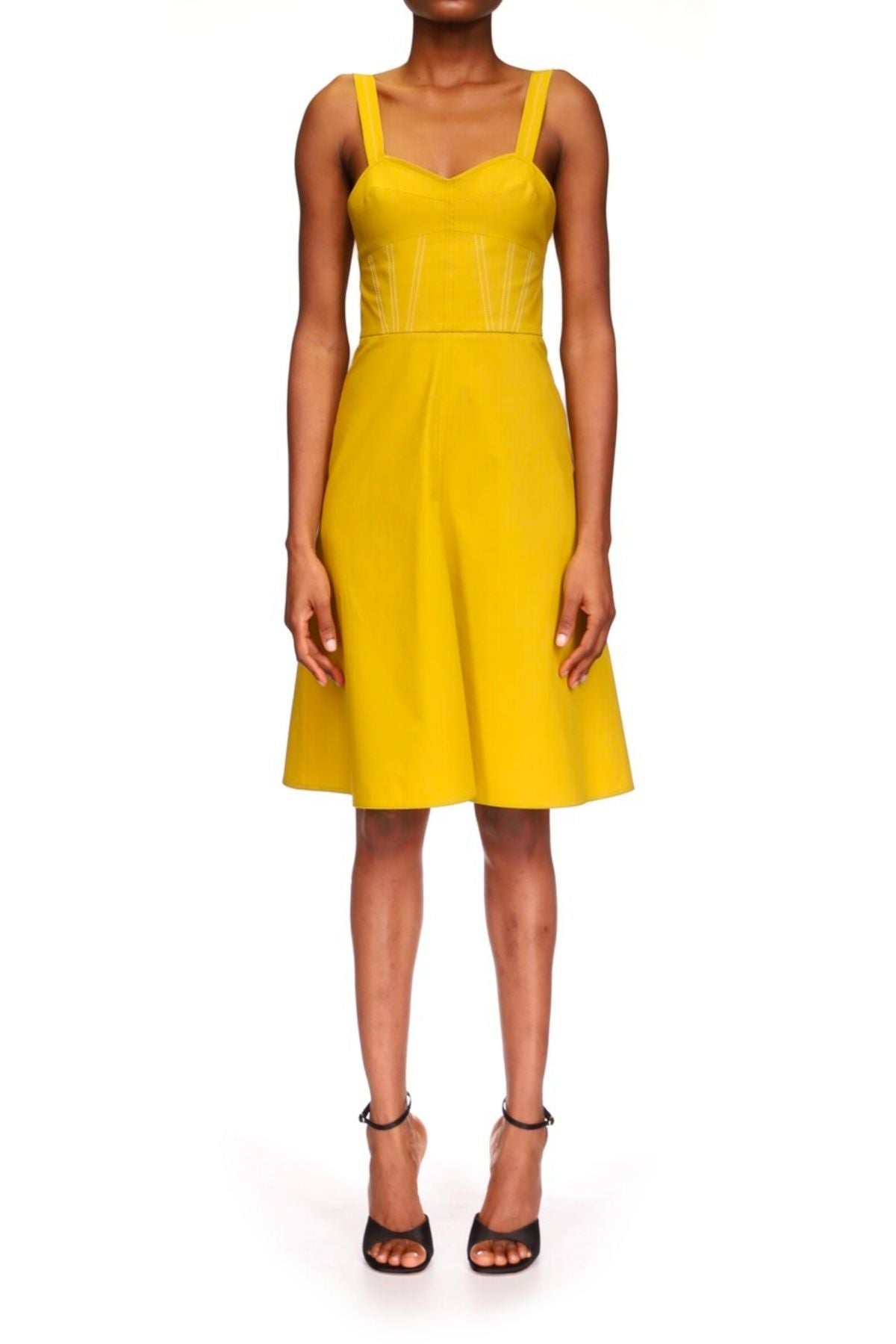 Victoria Beckham Bra Detail Cotton Dress - Yellow Ochre