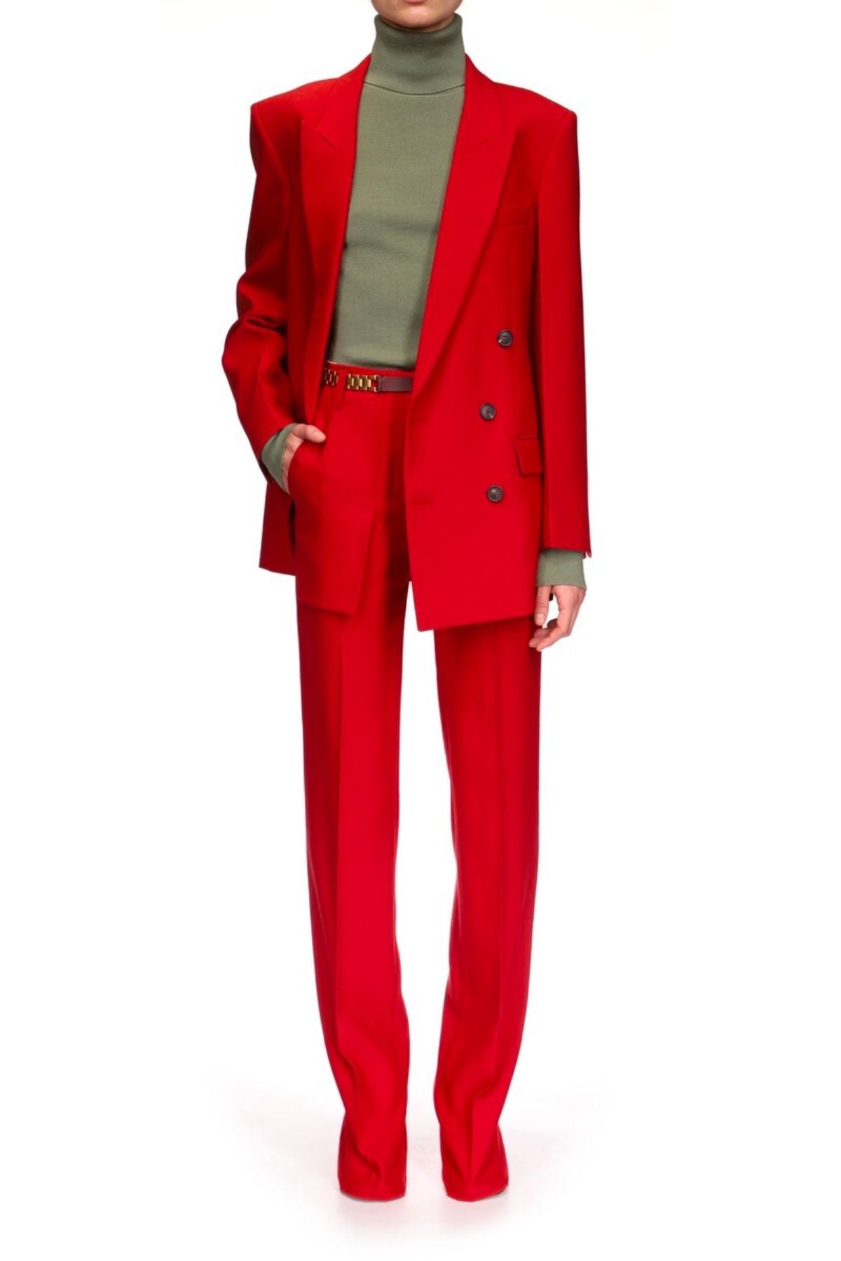 Victoria Beckham Slim Double Breasted Blazer - Poppy Red