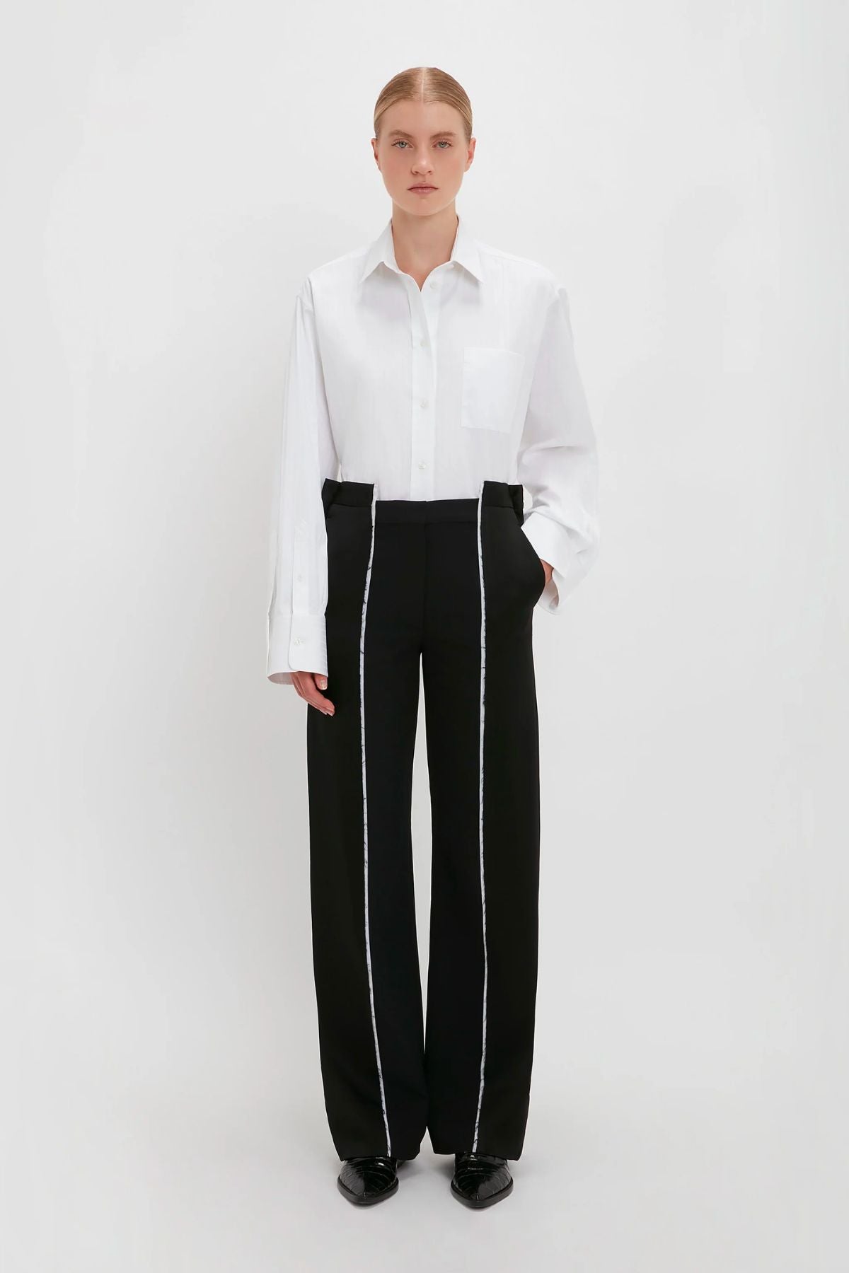 Victoria Beckham Cuff Detail Oversized Shirt - White