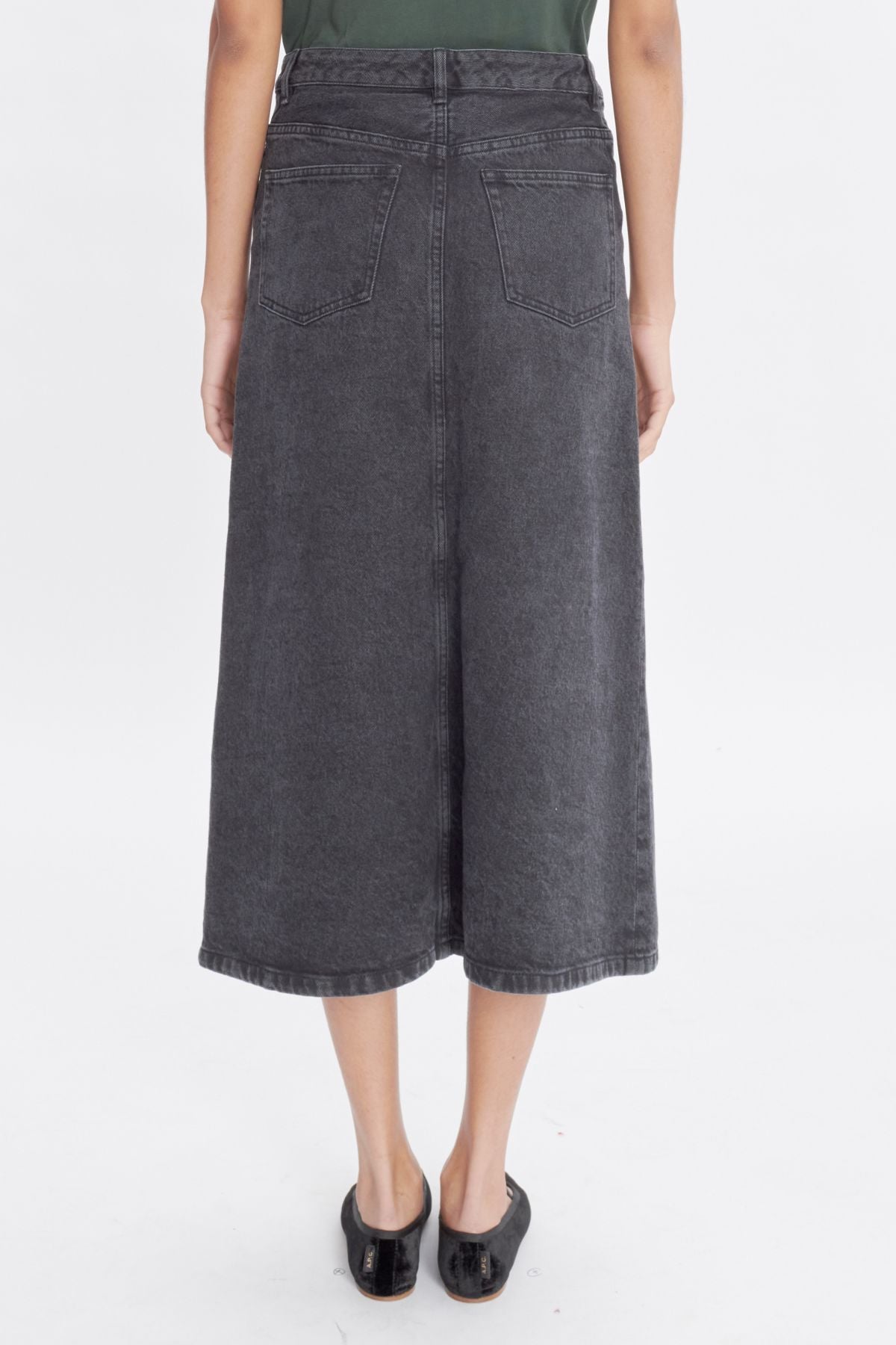 A.P.C. Tennessee Denim Midi Skirt - Washed Black