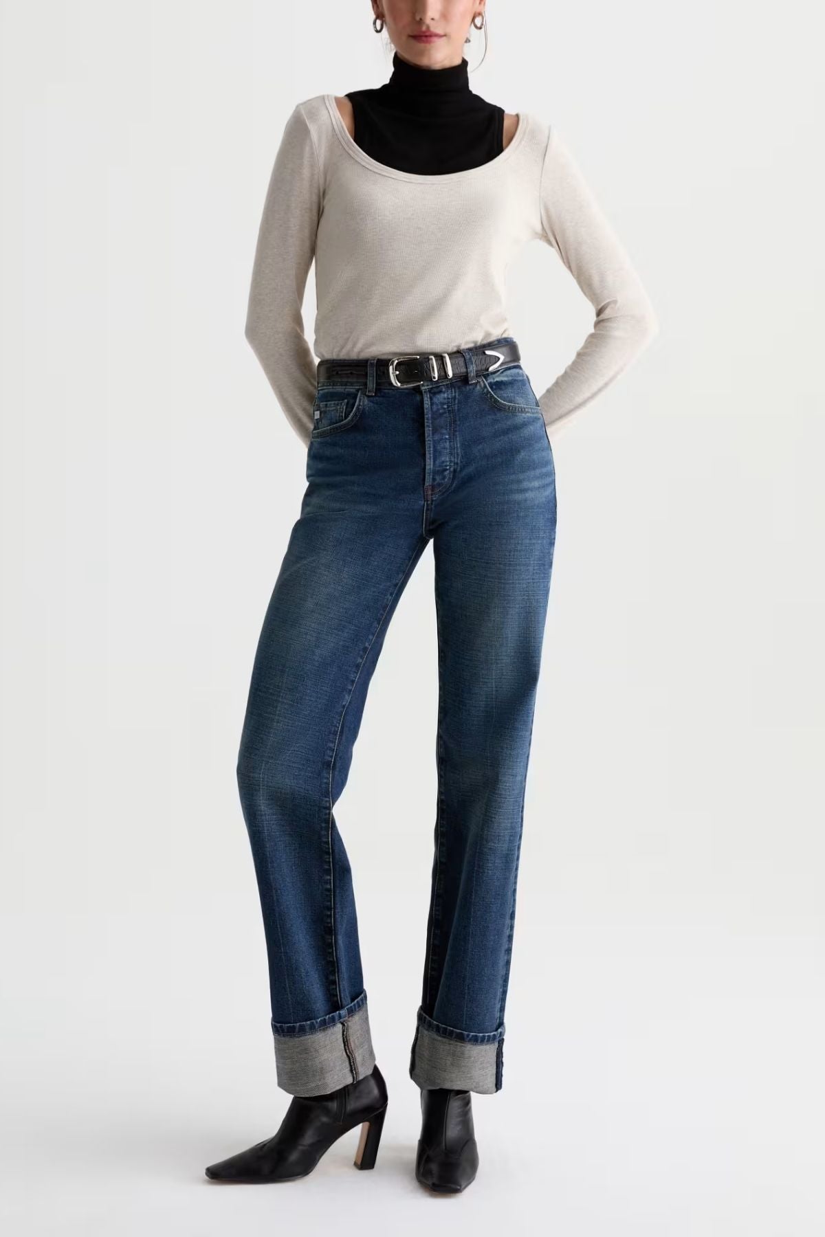 AG Denim Faey Turtleneck Tank - Super Black