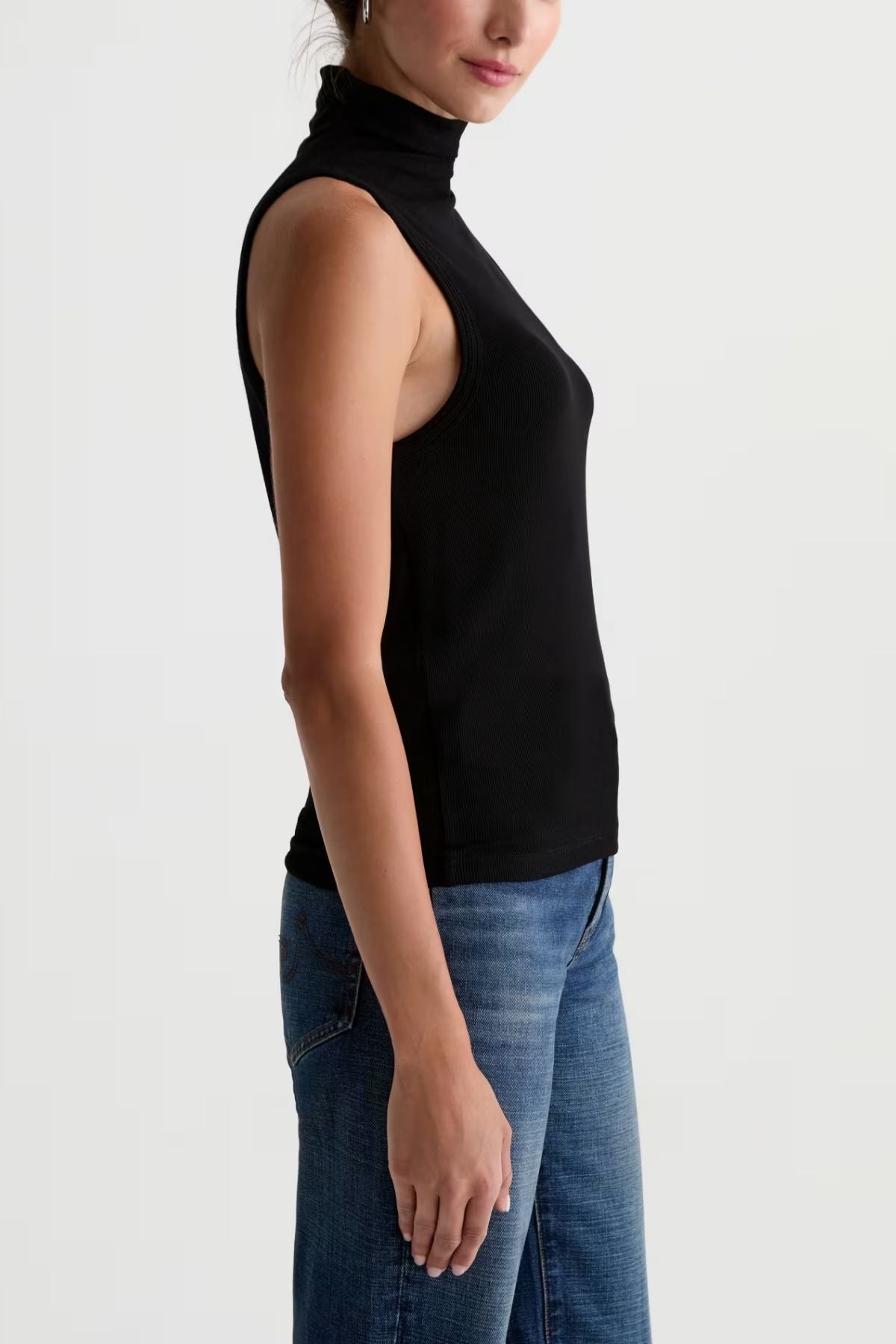 AG Denim Faey Turtleneck Tank - Super Black