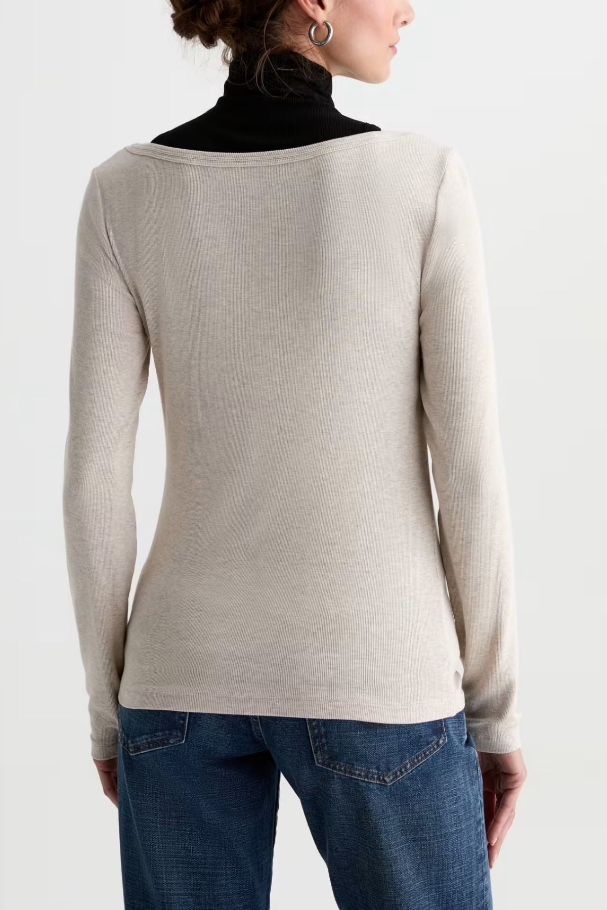 AG Denim Giah LS Scoop - Heather Oatmilk
