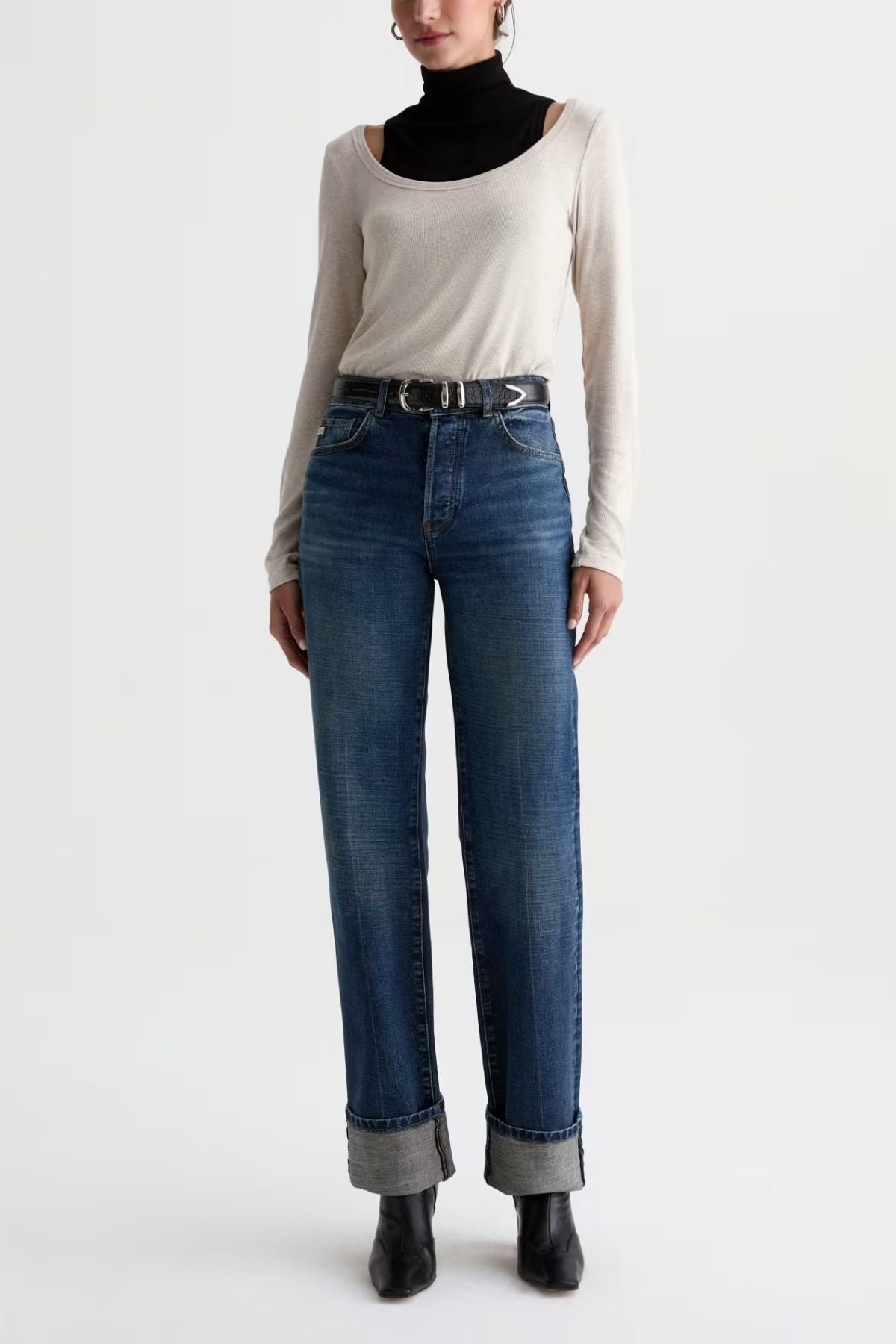 AG Denim Giah LS Scoop - Heather Oatmilk