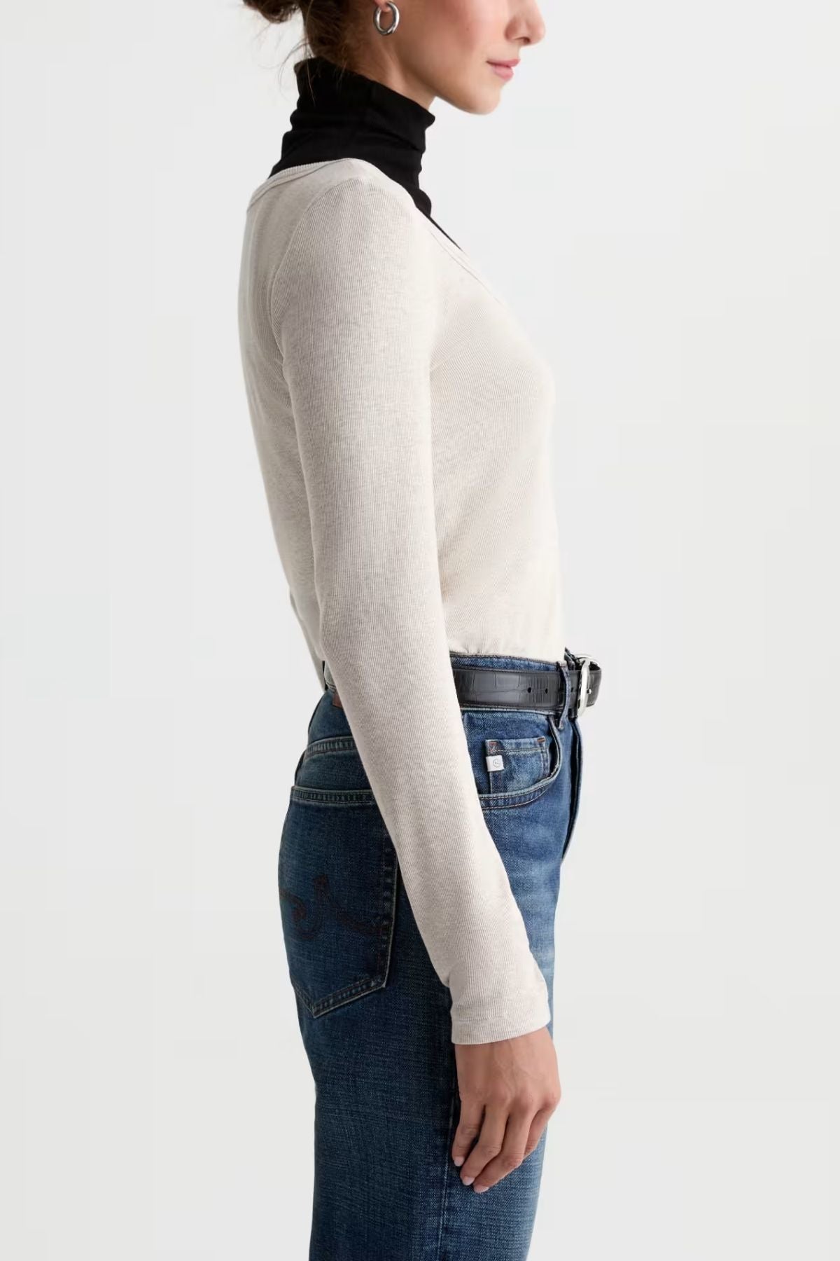 AG Denim Giah LS Scoop - Heather Oatmilk