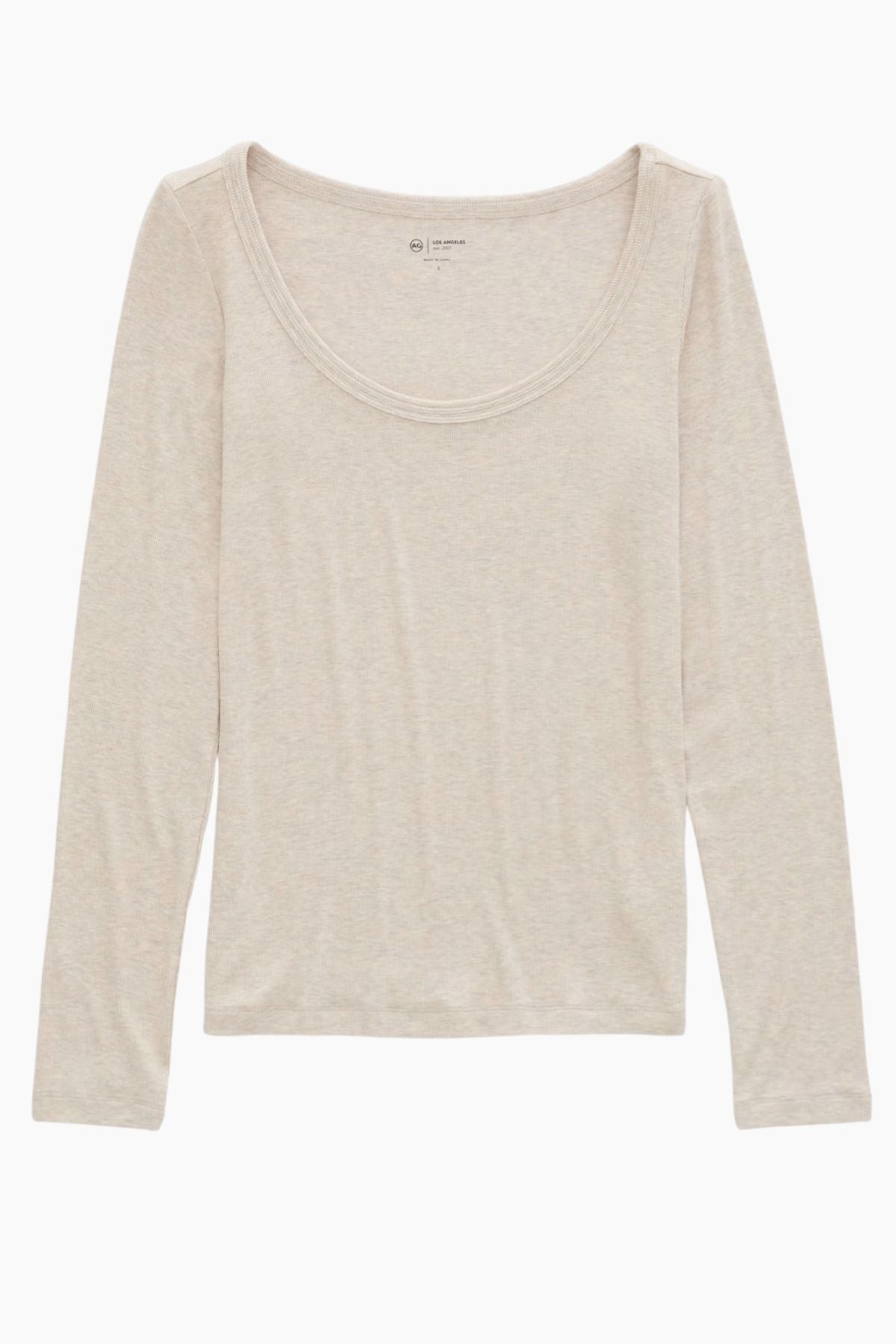 AG Denim Giah LS Scoop - Heather Oatmilk