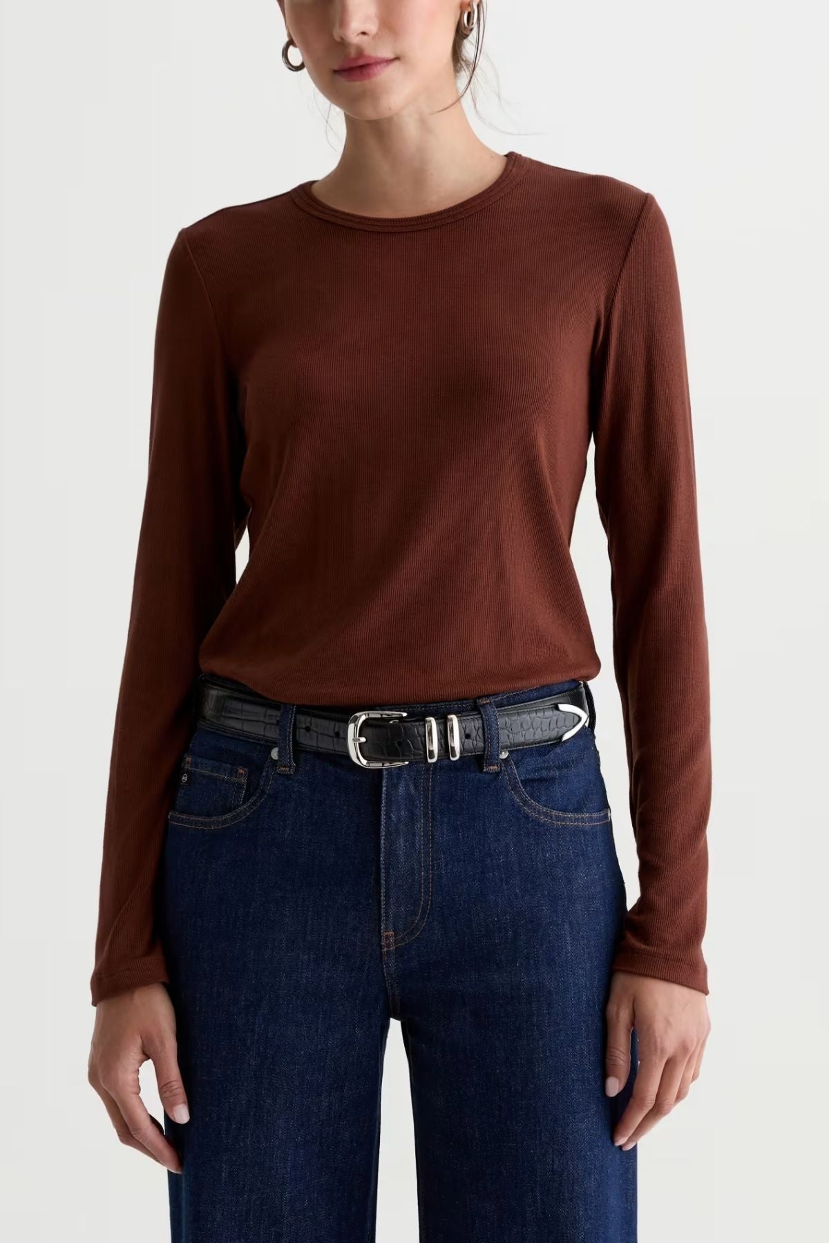 AG Denim Julia LS Crew - Chestnut