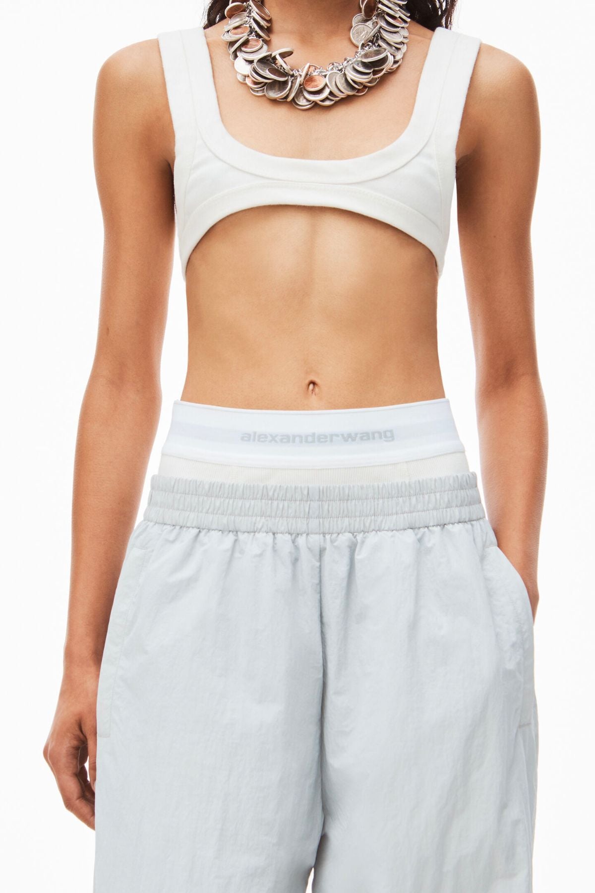 Alexander Wang Exposed Brief Logo Track Pant - Microchip