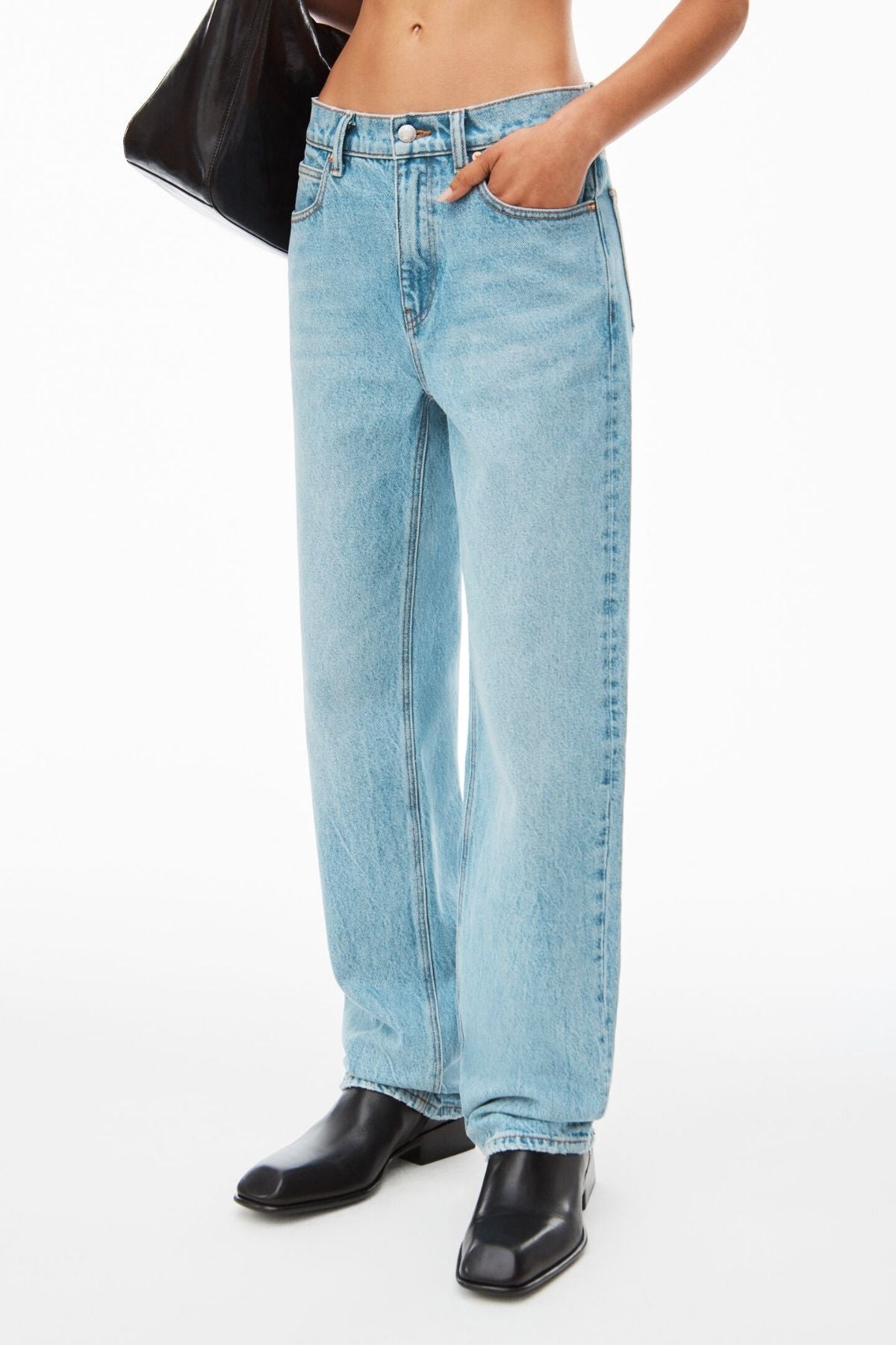 Alexander Wang EZ Mid Rise Relaxed Straight Jean - Vintage Faded Indigo
