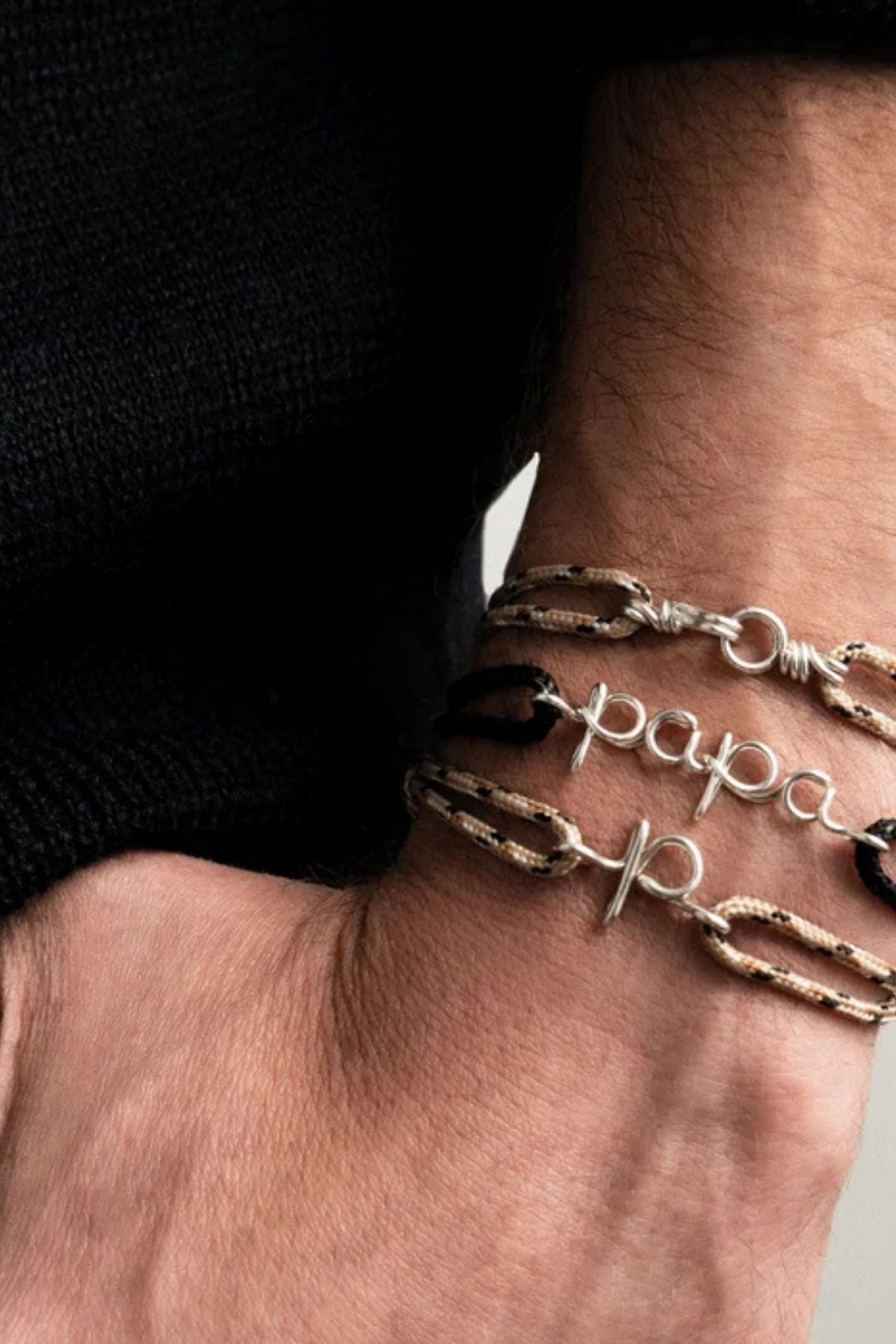 Atelier Paulin Attache Moi Knot Cord Bracelet - Silver/ Beige Knot