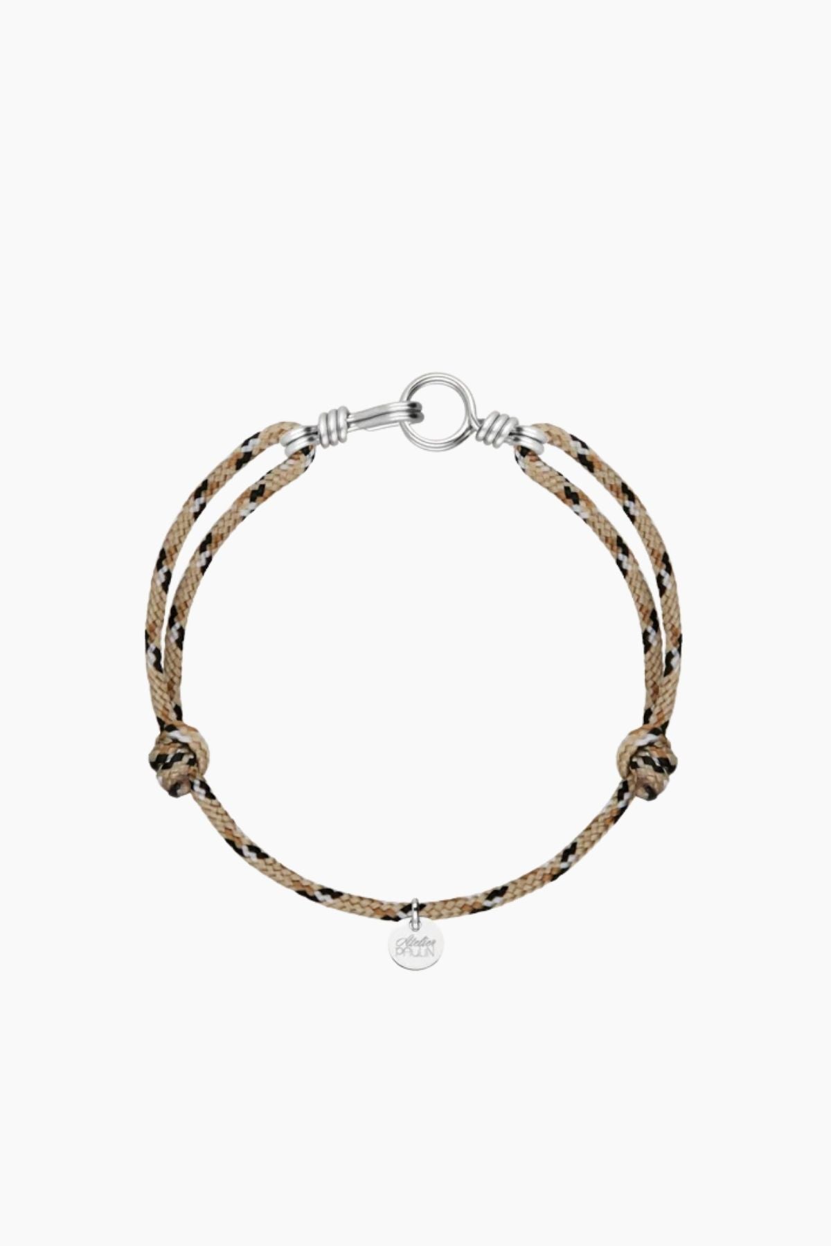 Atelier Paulin Attache Moi Knot Cord Bracelet - Silver/ Beige Knot