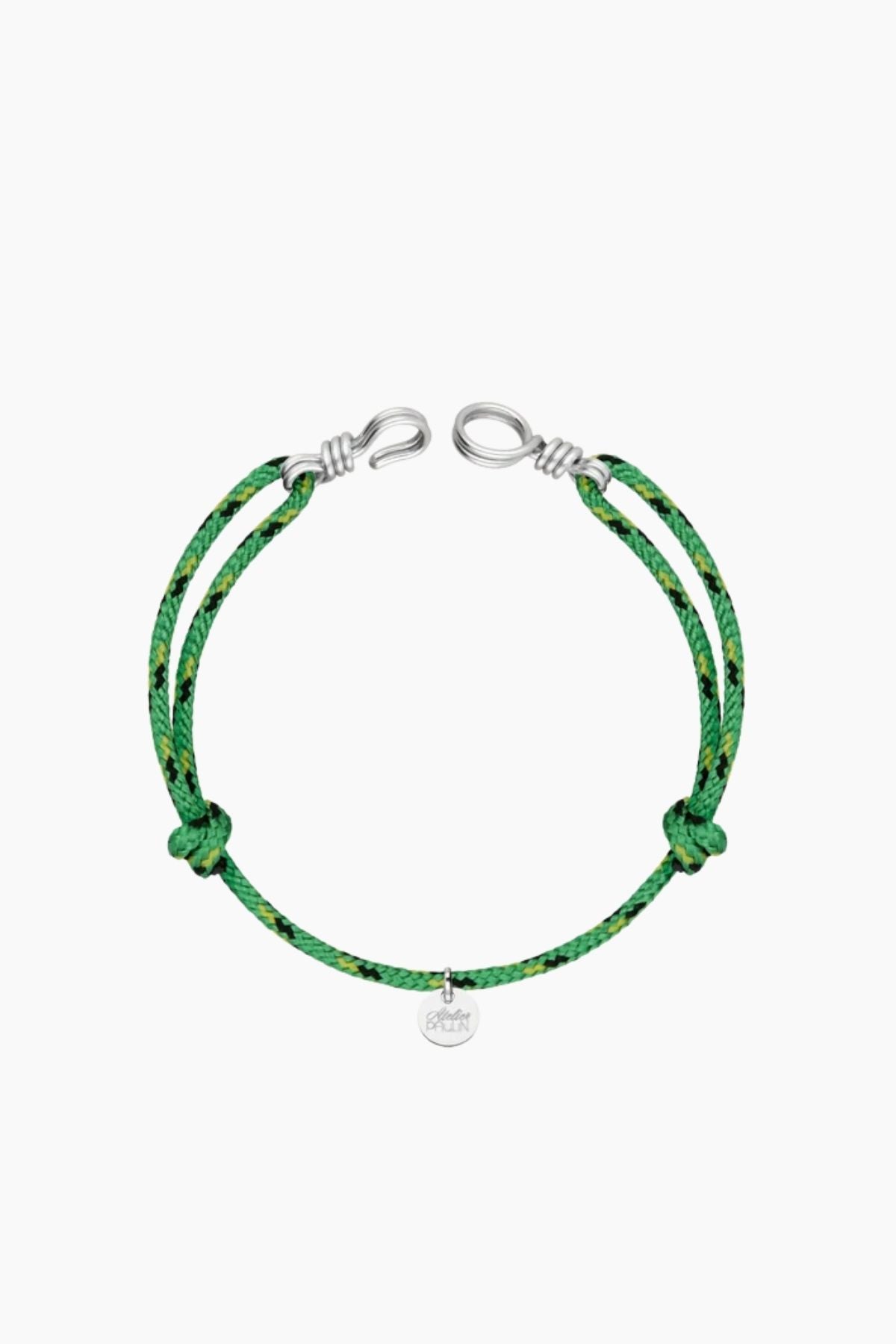 Atelier Paulin Attache Moi Knot Cord Bracelet - Silver/ Green Knot