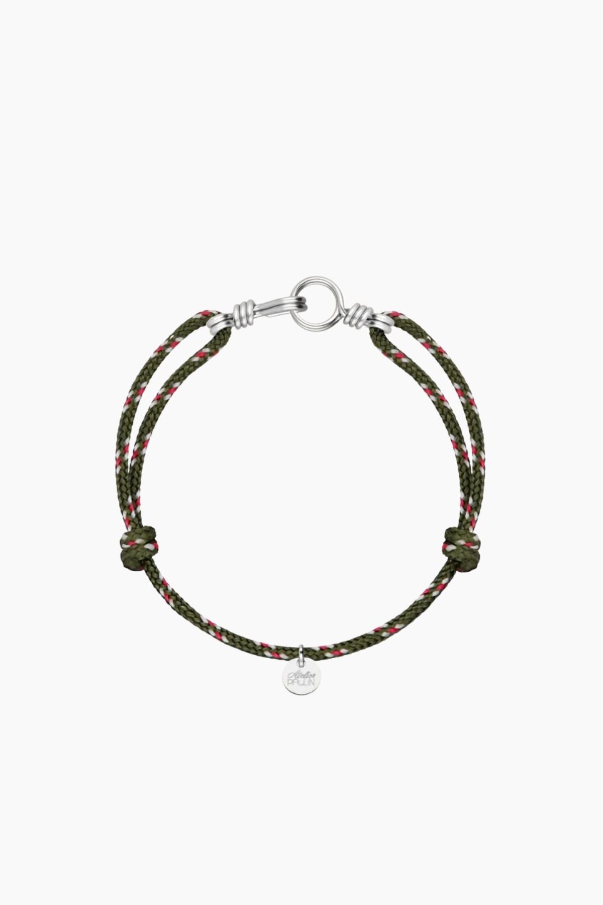 Atelier Paulin Attache Moi Knot Cord Bracelet - Silver/ Khaki Knot