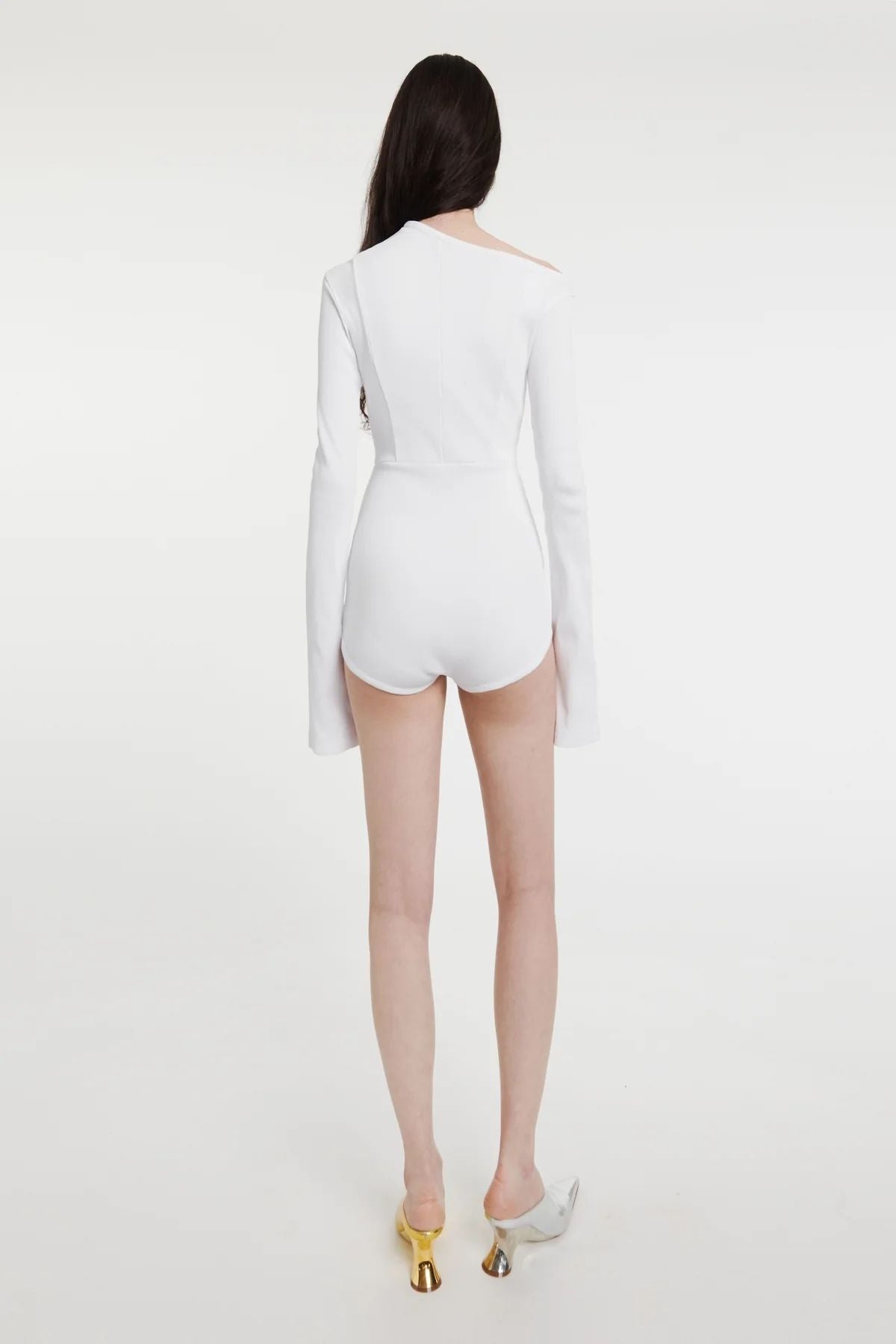 A.W.A.K.E Mode Bodysuit with Asymmetric Collar - White