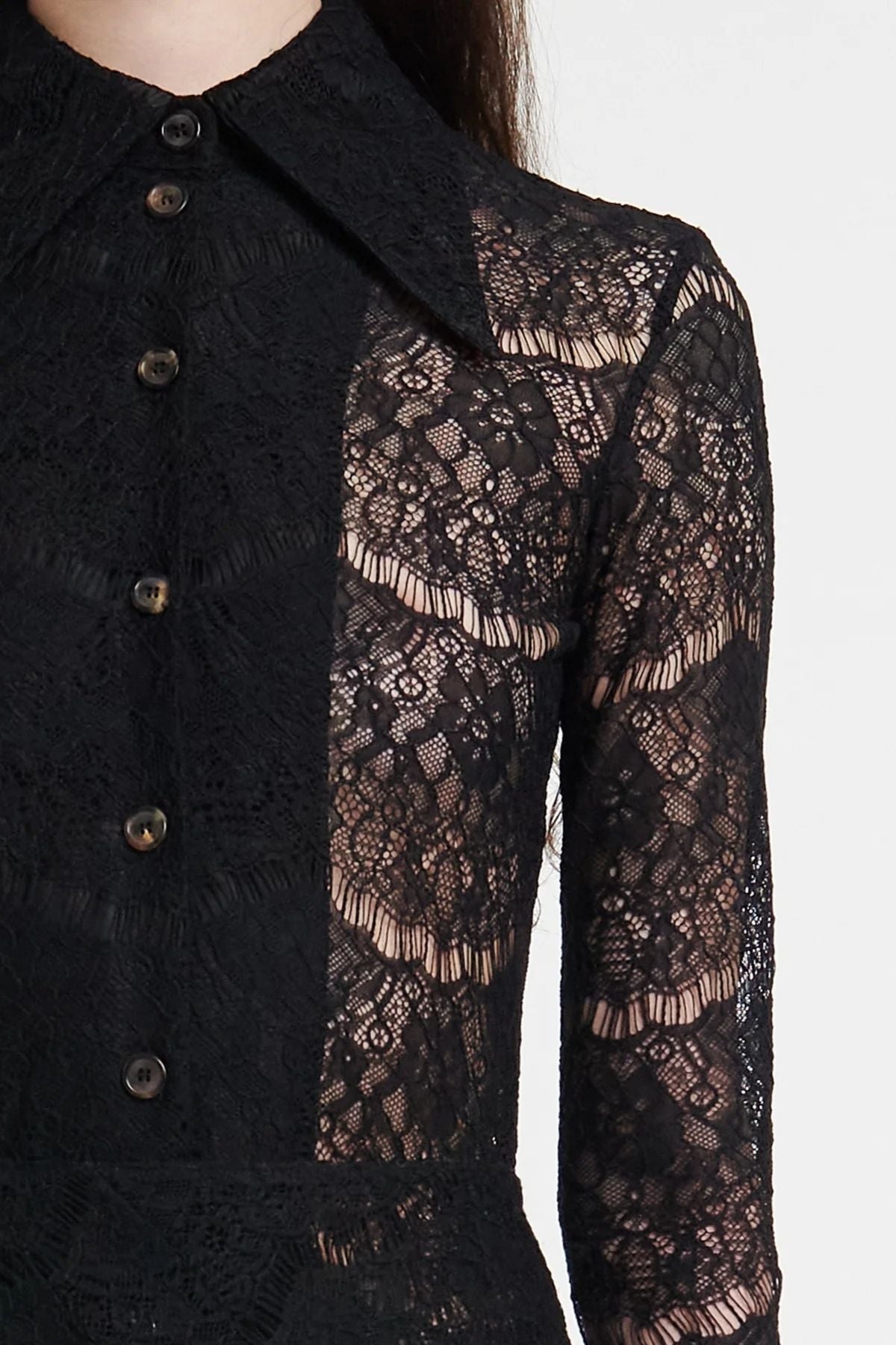 A.W.A.K.E Mode Fitted Lace Shirt - Black