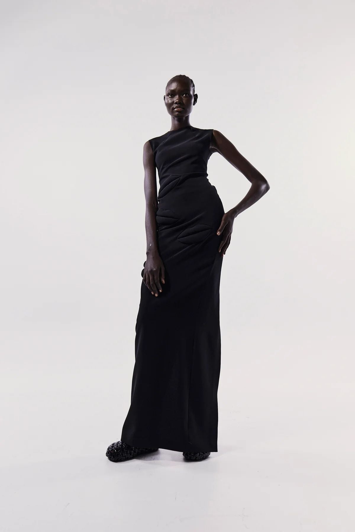 A.W.A.K.E. Mode Fitted Maxi Dress with Lip Applique - Black  GRACE  Melbourne