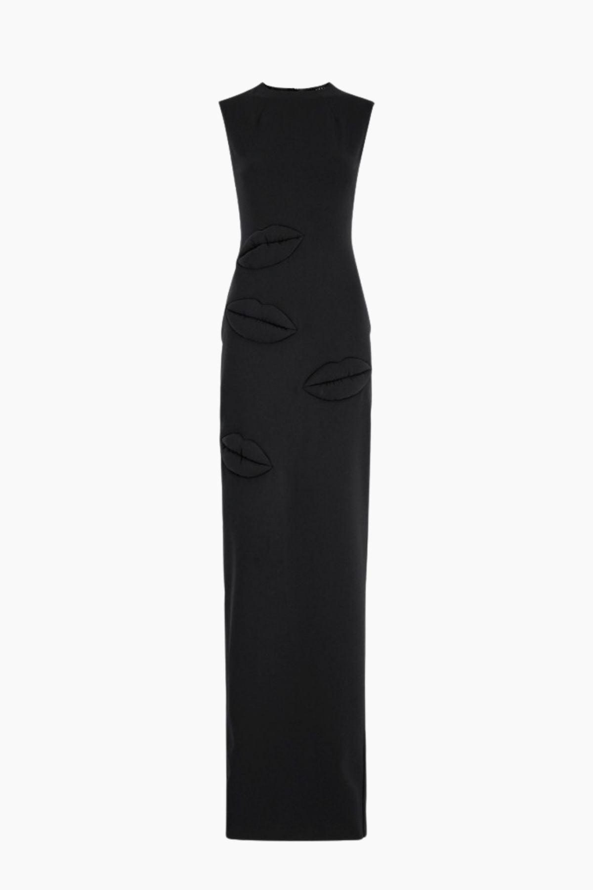 A.W.A.K.E Mode Fitted Maxi Dress with Lip Applique - Black