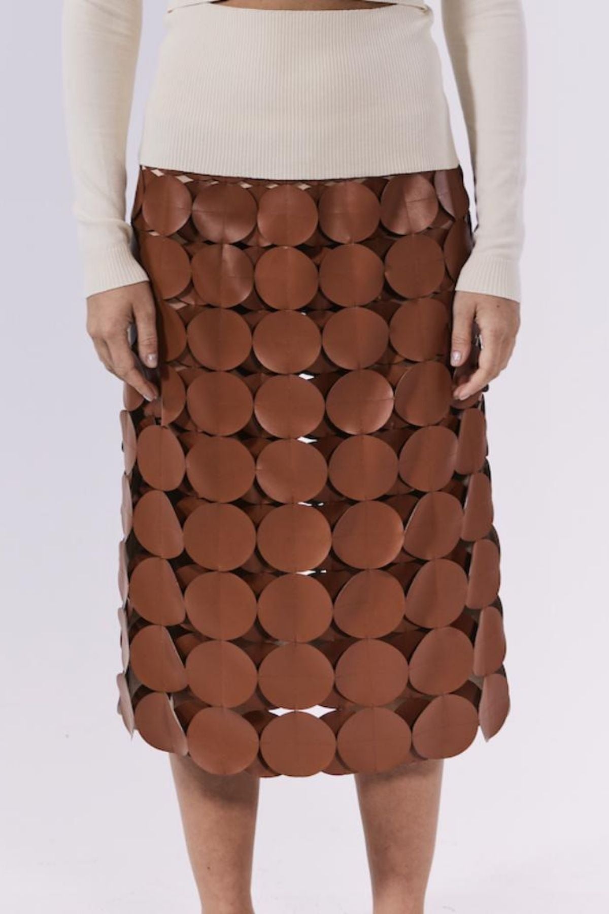 A.W.A.K.E Mode Multi Circle Double Layer Skirt - Brick