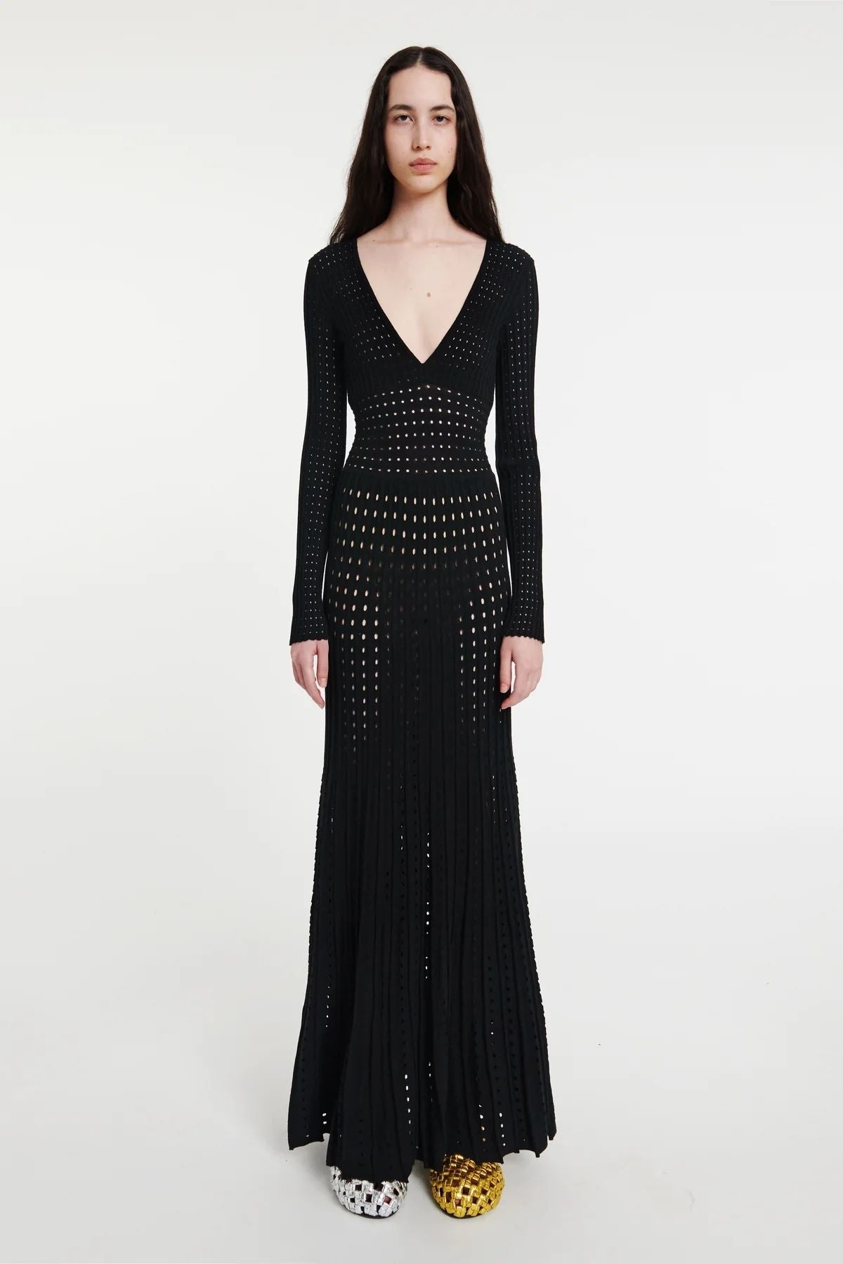 A.W.A.K.E Mode Perforated Knit Dress - Black