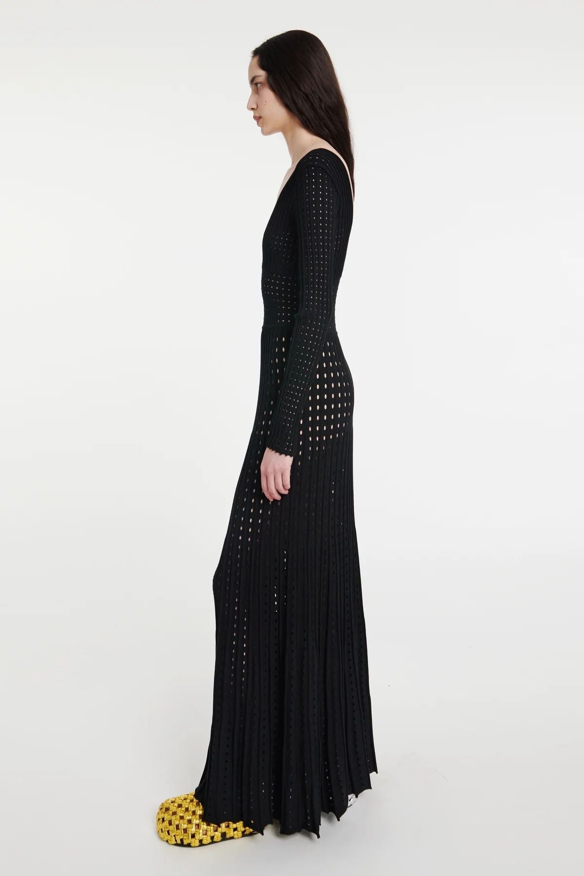 A.W.A.K.E Mode Perforated Knit Dress - Black