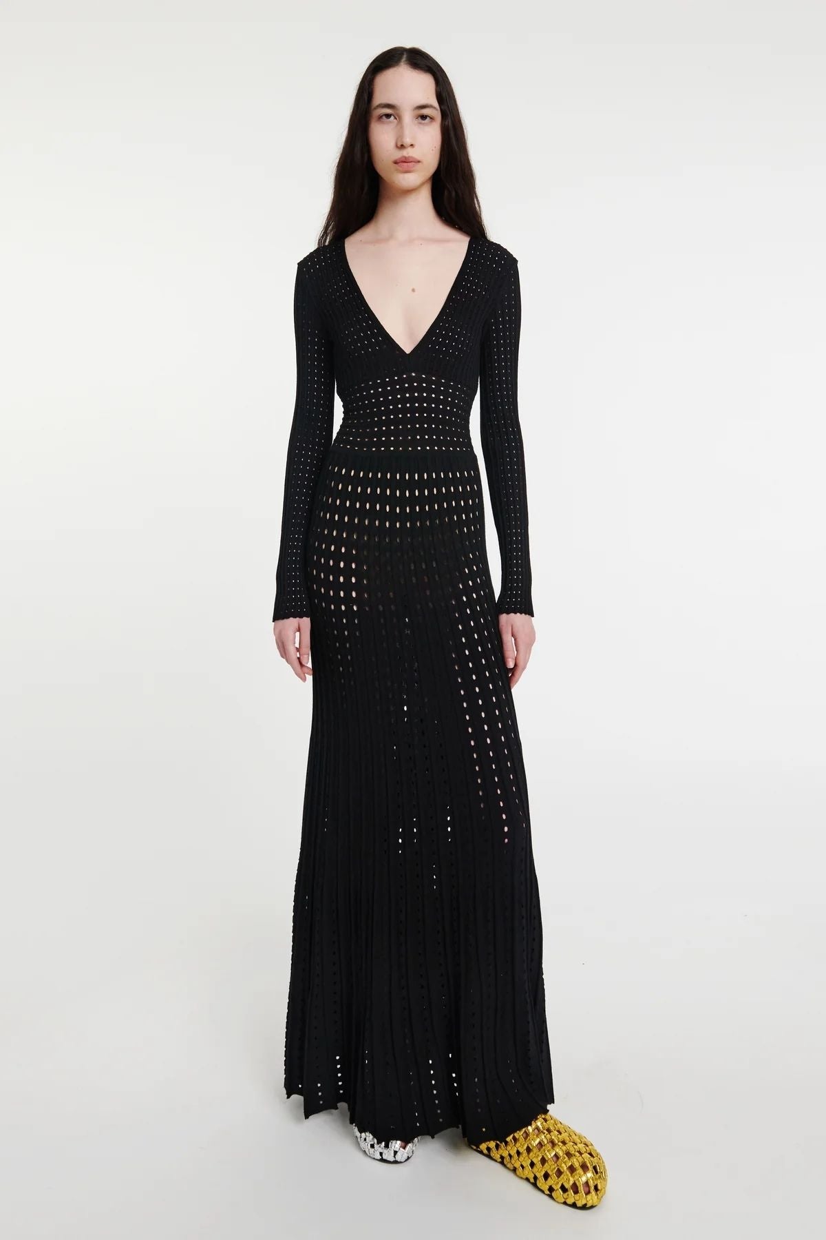 A.W.A.K.E Mode Perforated Knit Dress - Black