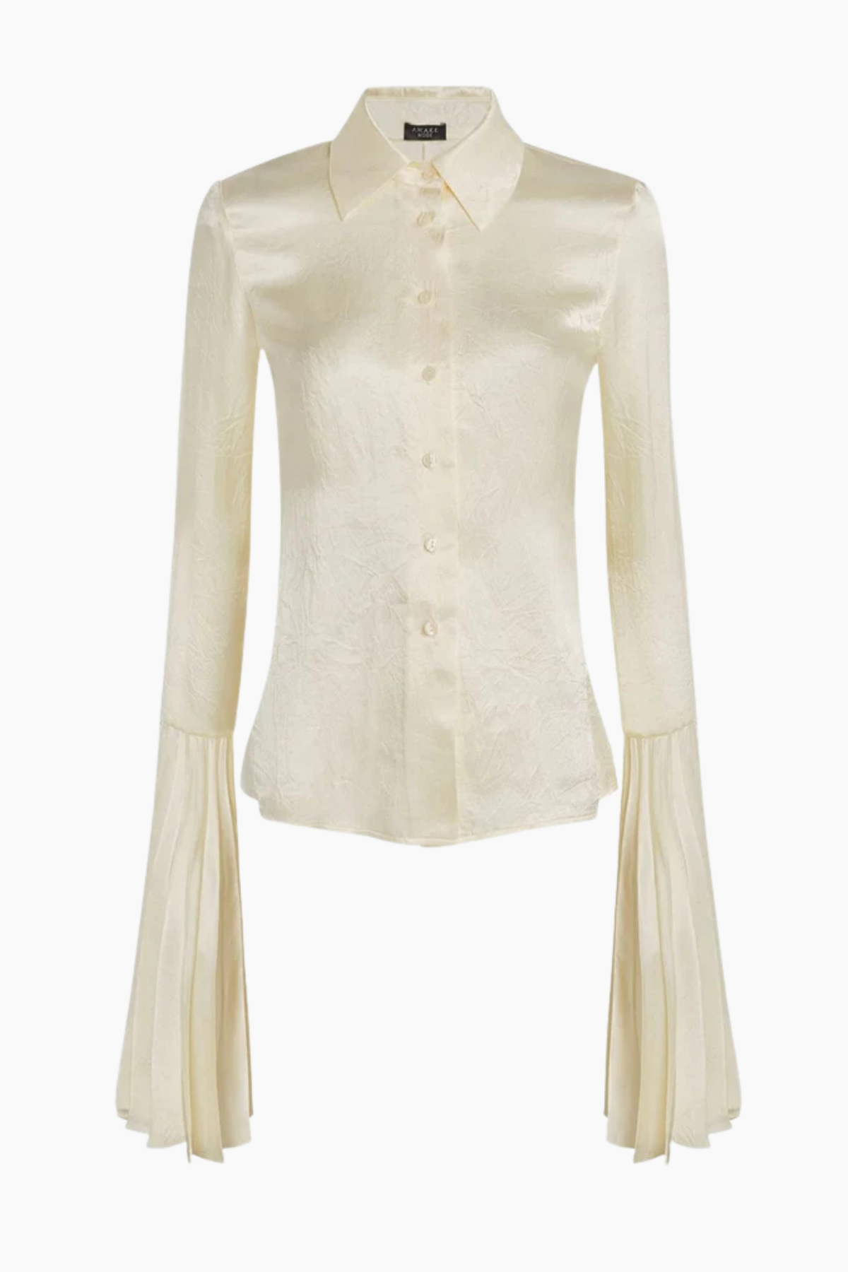 A.W.A.K.E Mode Satin Shirt Pleated Bell Sleeves - Ivory