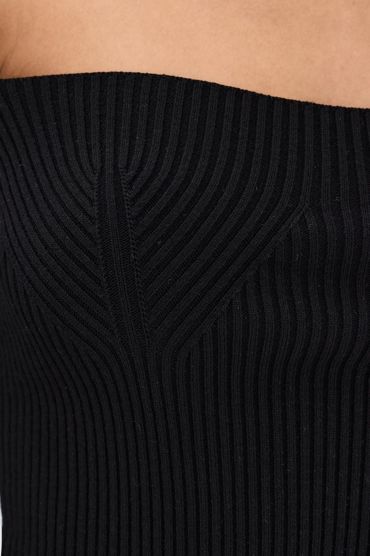 A.W.A.K.E Mode Square Neck Knit Top with Doughnut Cuffs - Black