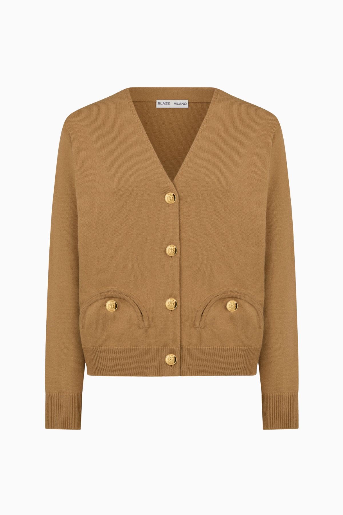 Blazé Milano Sebright V-Neck Cardigan - Camel