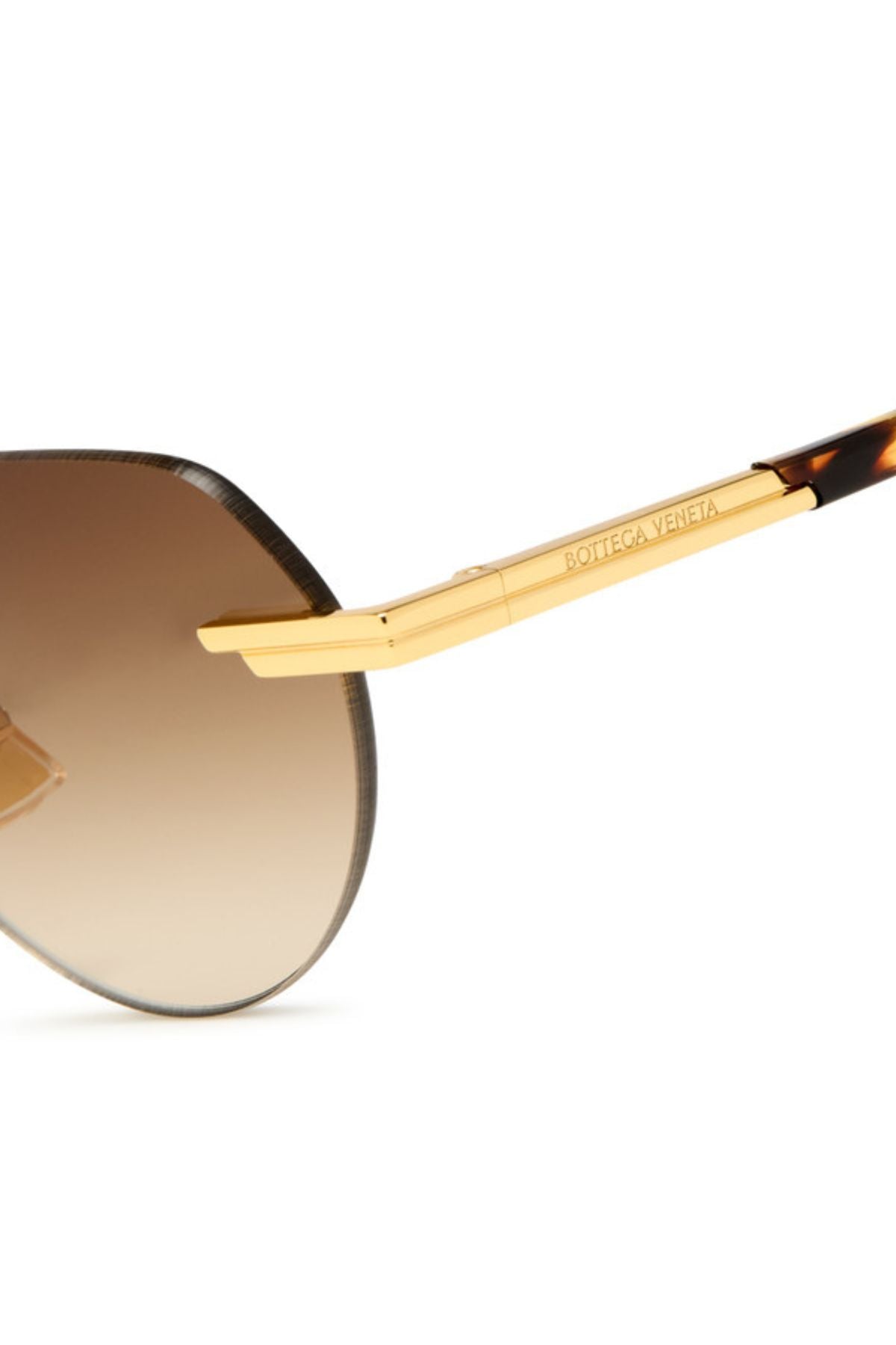 Bottega Veneta Glaze Rimless Sunglasses - Gold/ Brown