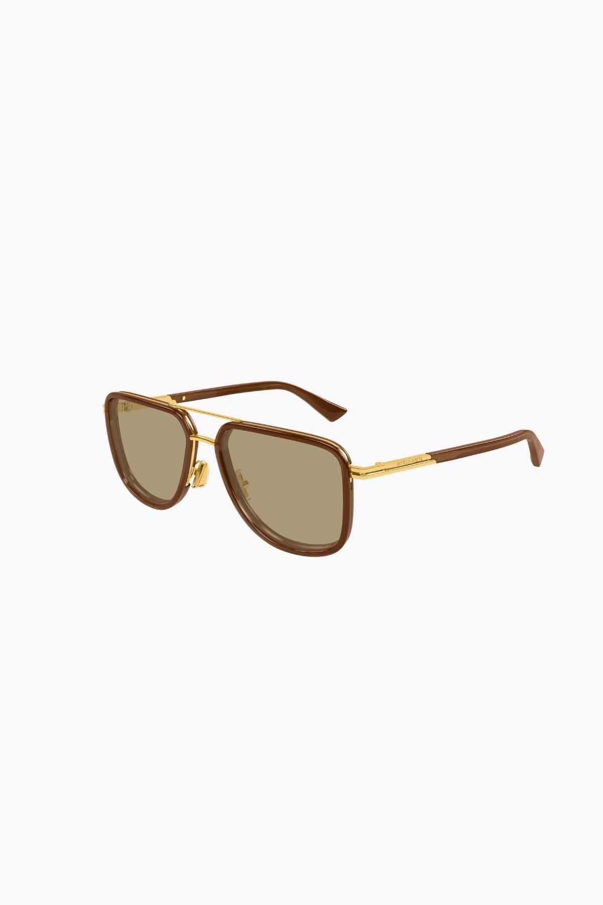 Bottega Veneta Square Aviator Sunglasses - Gold/ Brown