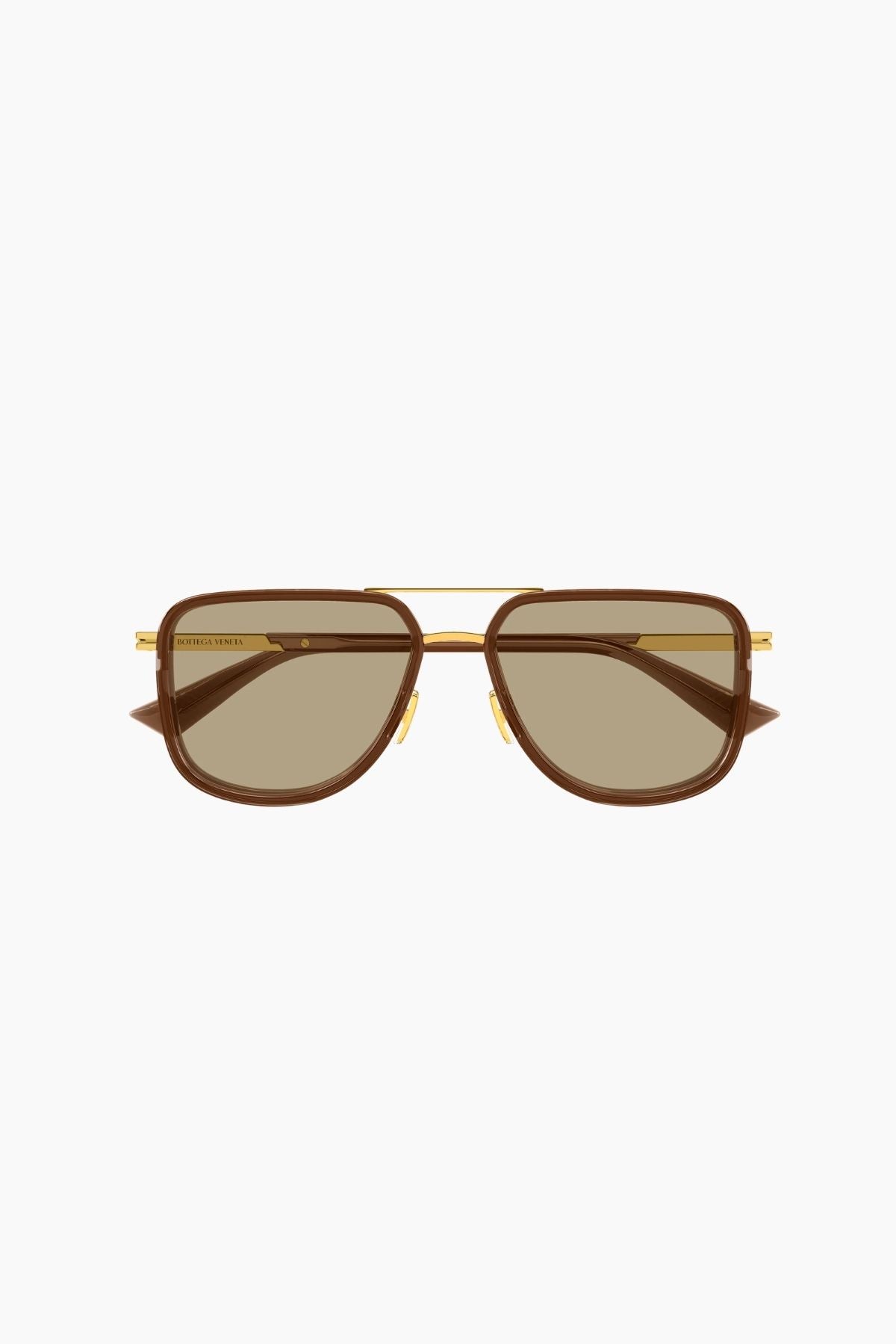 Bottega Veneta Square Aviator Sunglasses - Gold/ Brown
