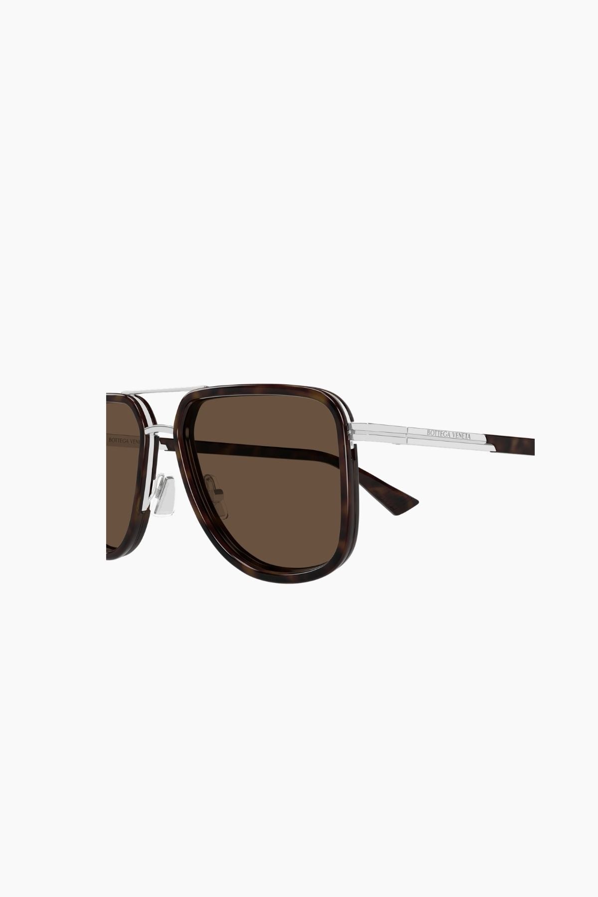 Bottega Veneta Square Aviator Sunglasses - Silver/ Brown