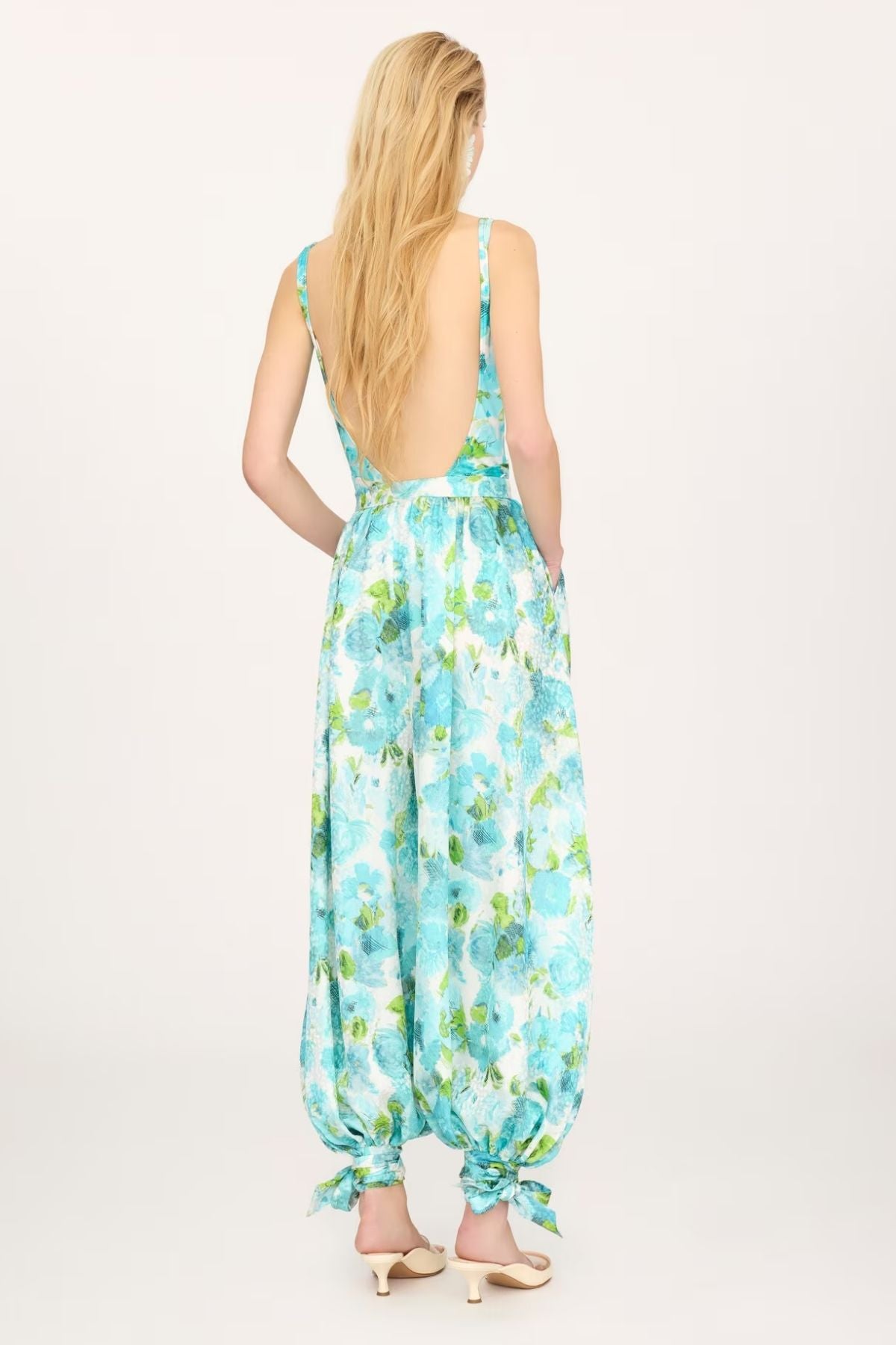 Chloé Aqua Flowers Balloon Pants - White Blue