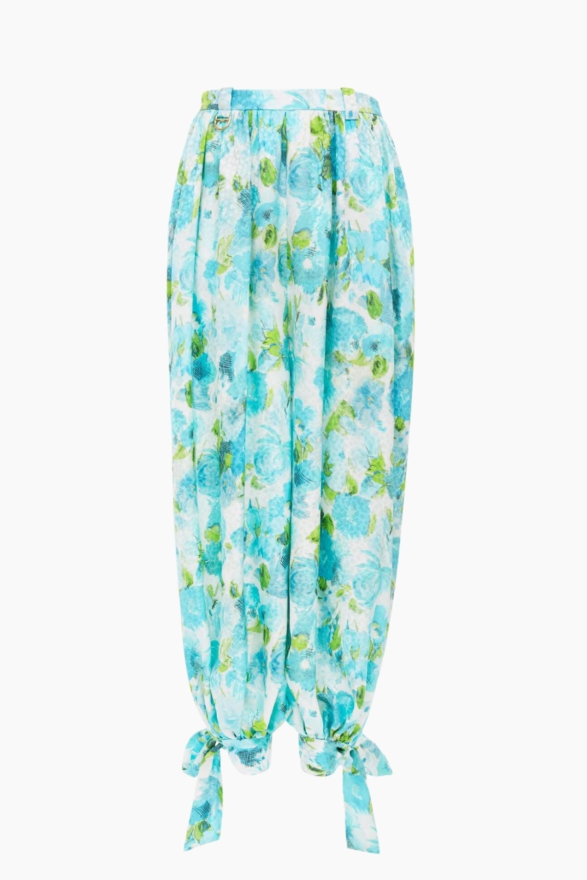 Chloé Aqua Flowers Balloon Pants - White Blue