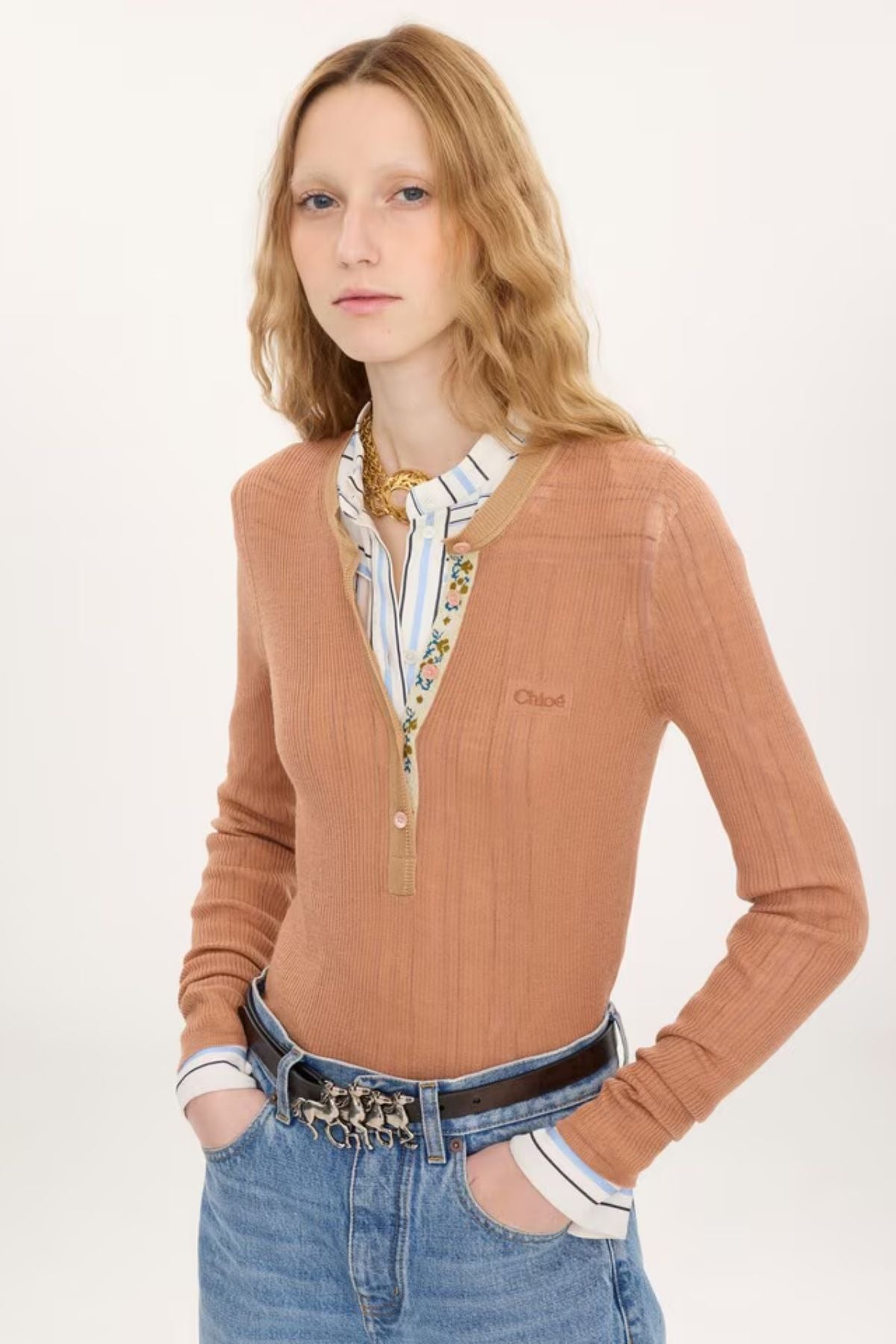 Chloé Henley with Placket - Coffee Pink