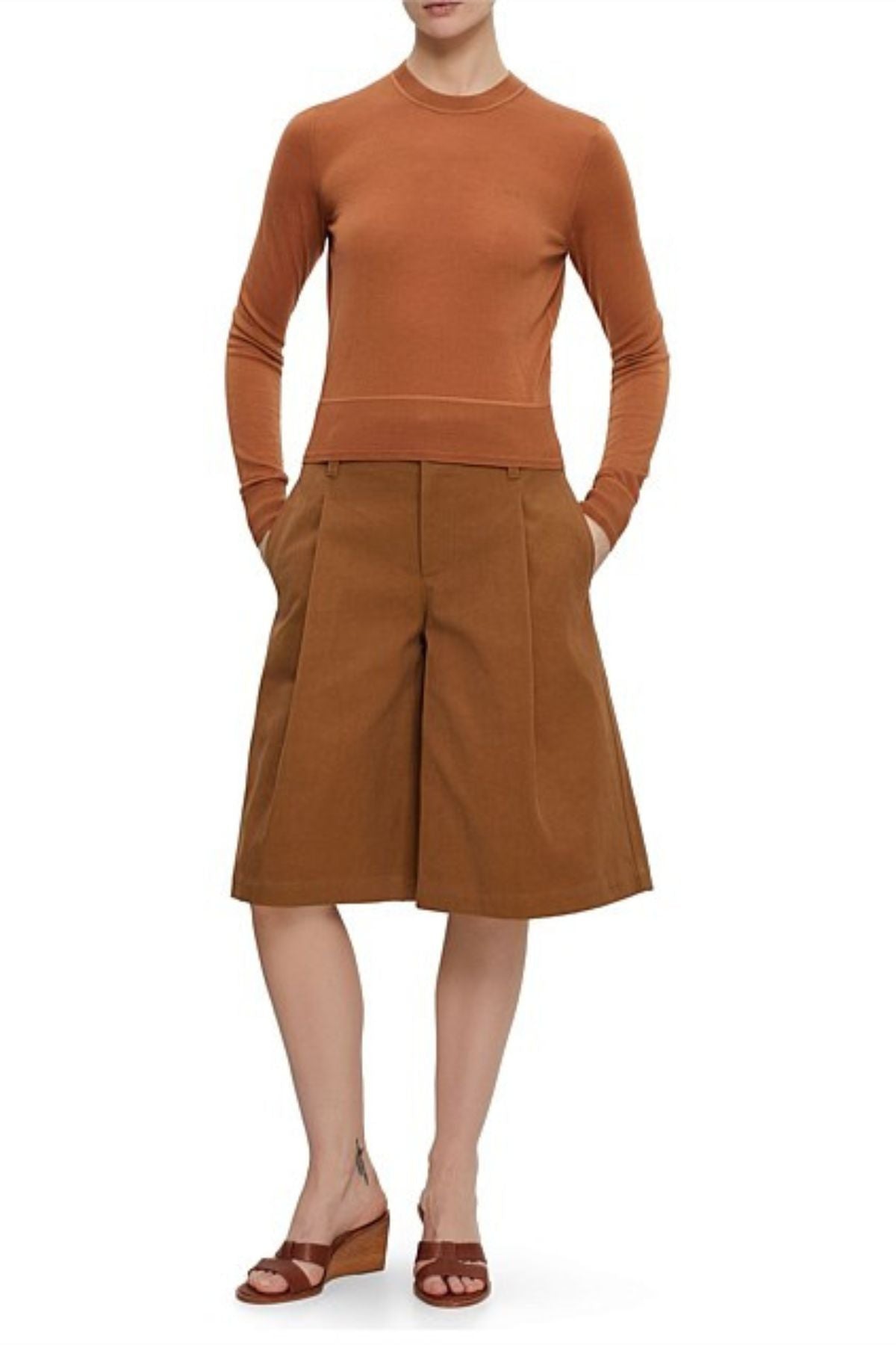 Chloé Long Sleeve Logo Sweater - Cognac Brown