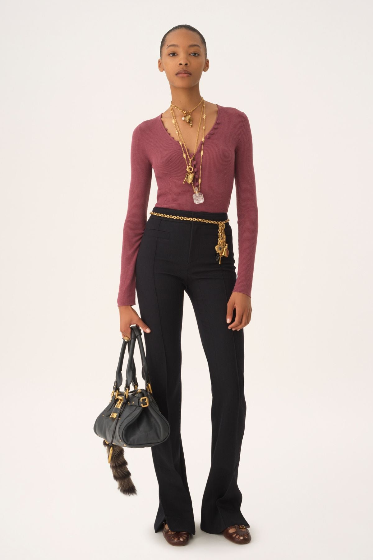 Chloé LS Henley Shirt - Rusty Pink