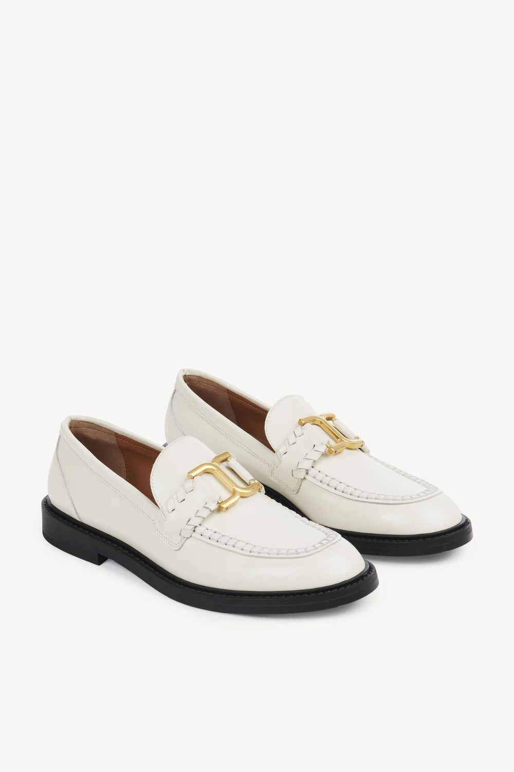 CHLOÉ LOAFER SHOES IN WHITE DENIM AND WOVEN RAFFIA
