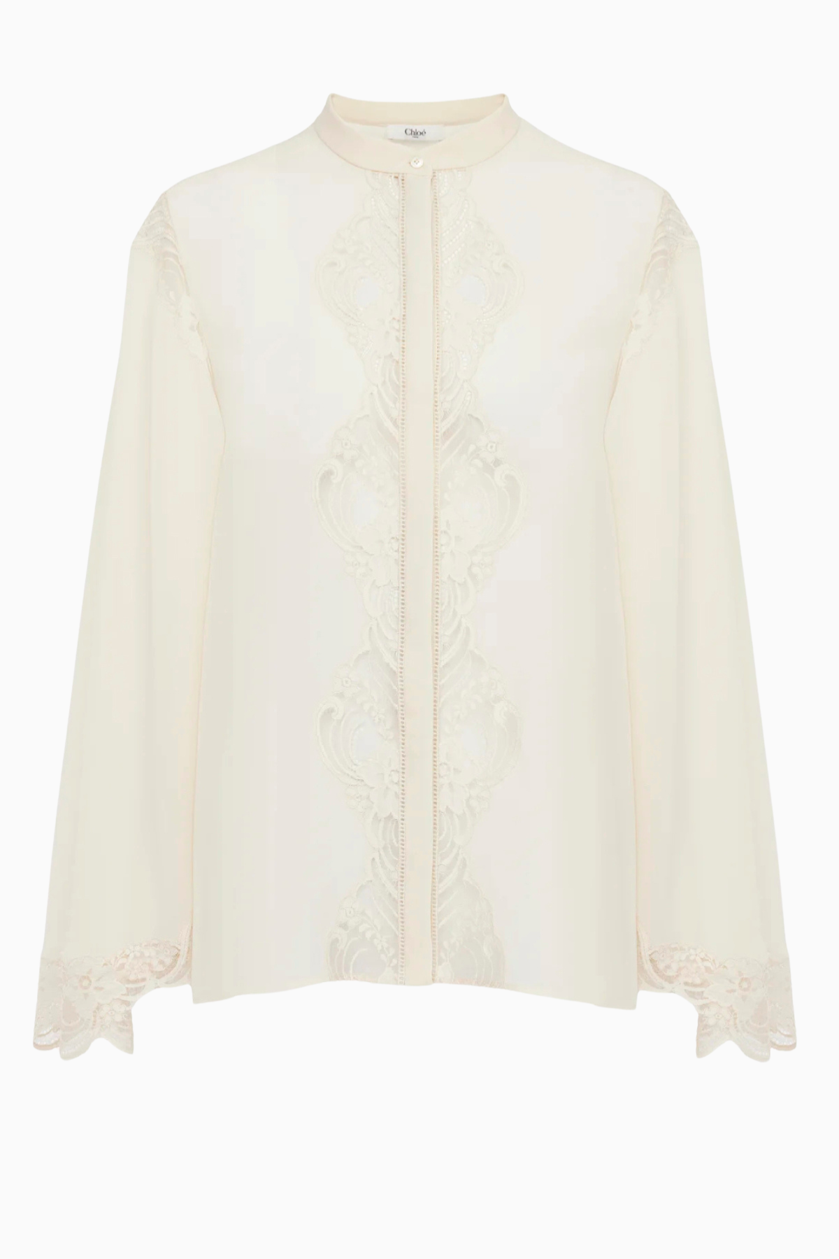Chloé Mousseline Lace Blouse - Pristine White