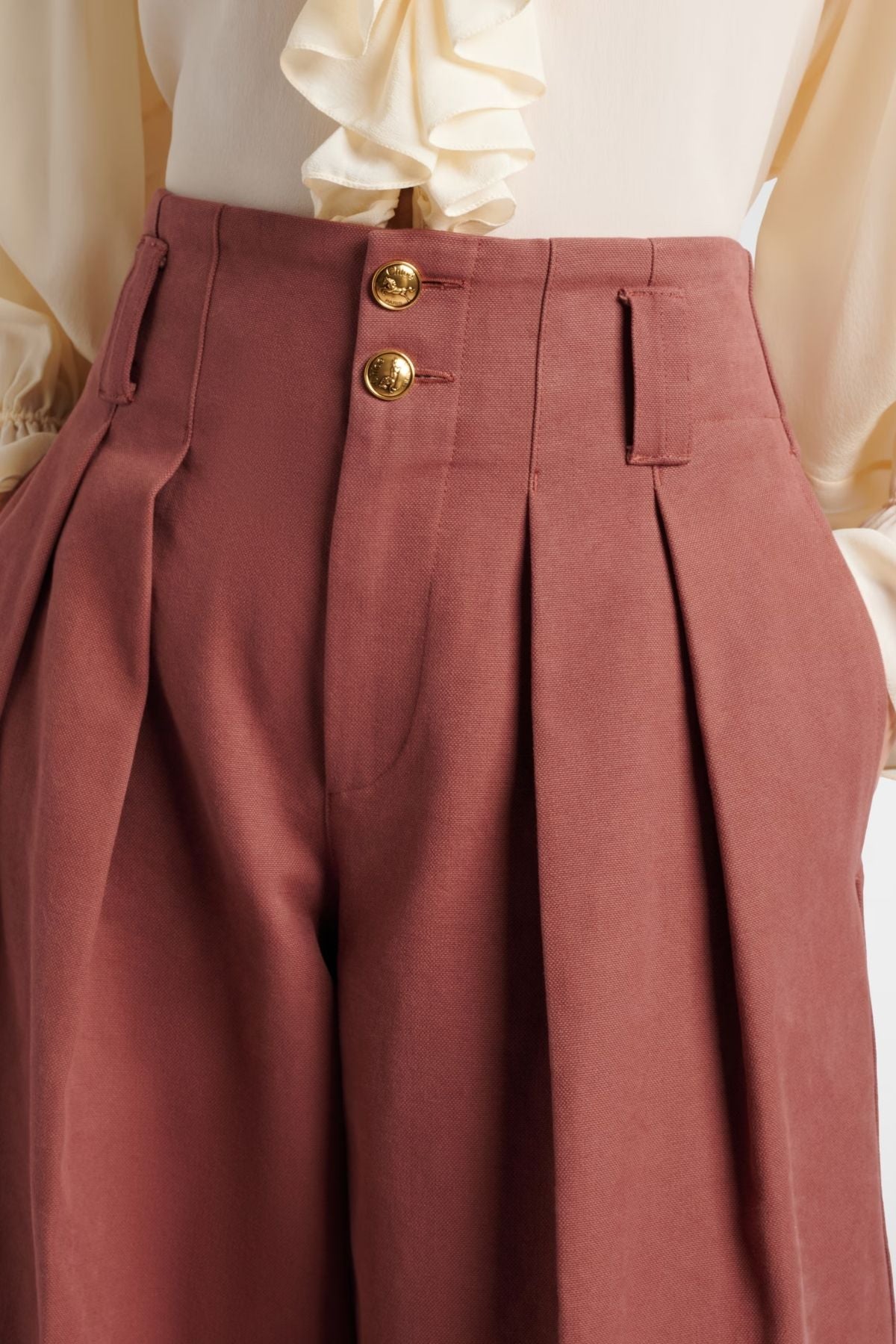 Chloé Organic Cotton Canvas Pant - Tawny Red
