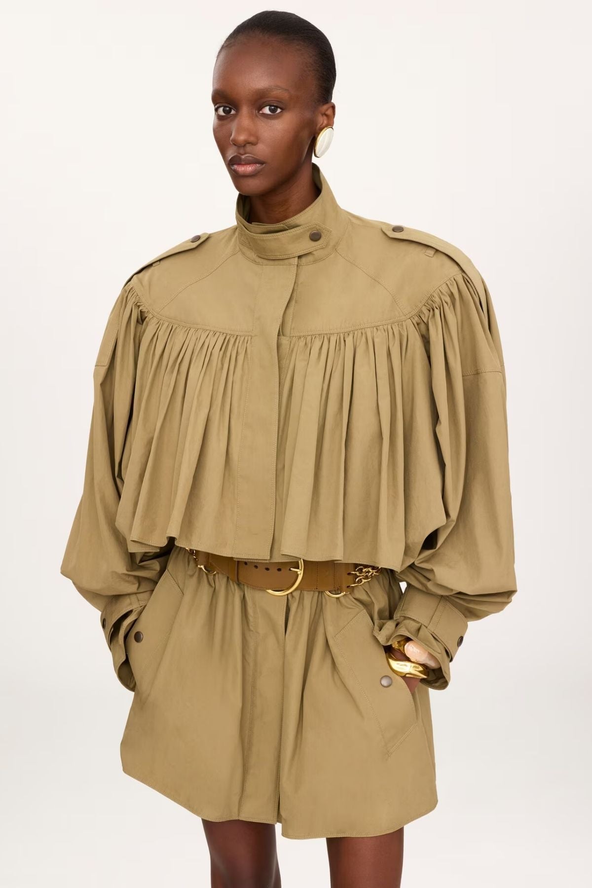 Chloé Organic Poplin Coat Dress - Amber Olive