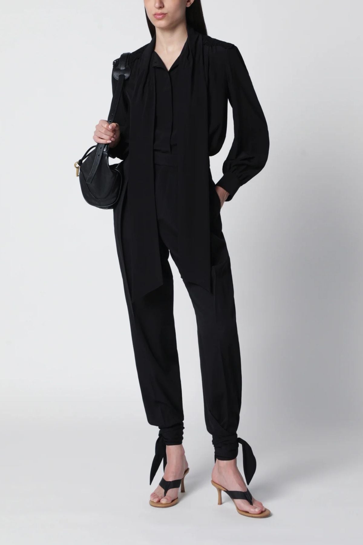 Chloé Organic Silk Bow Tie Blouse - Black