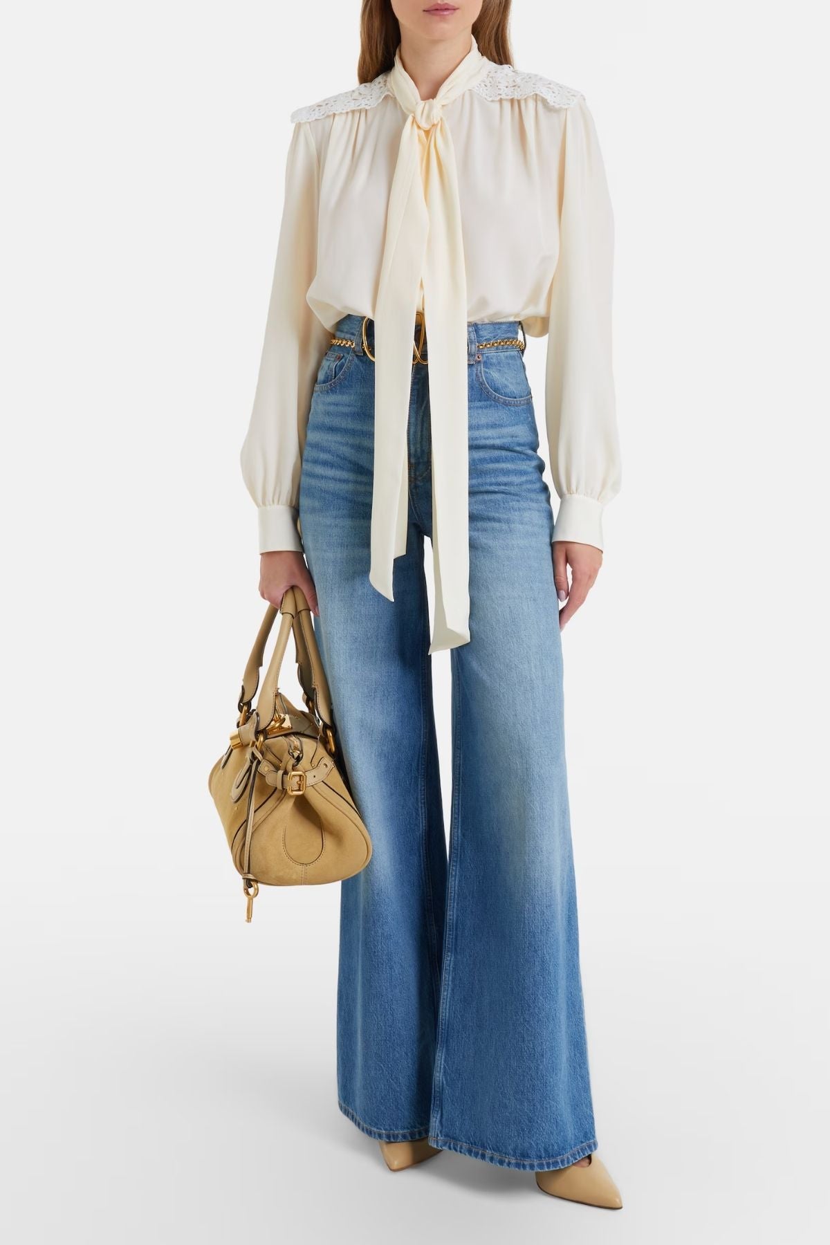 Chloé Organic Silk Bow Tie Blouse - Pristine White