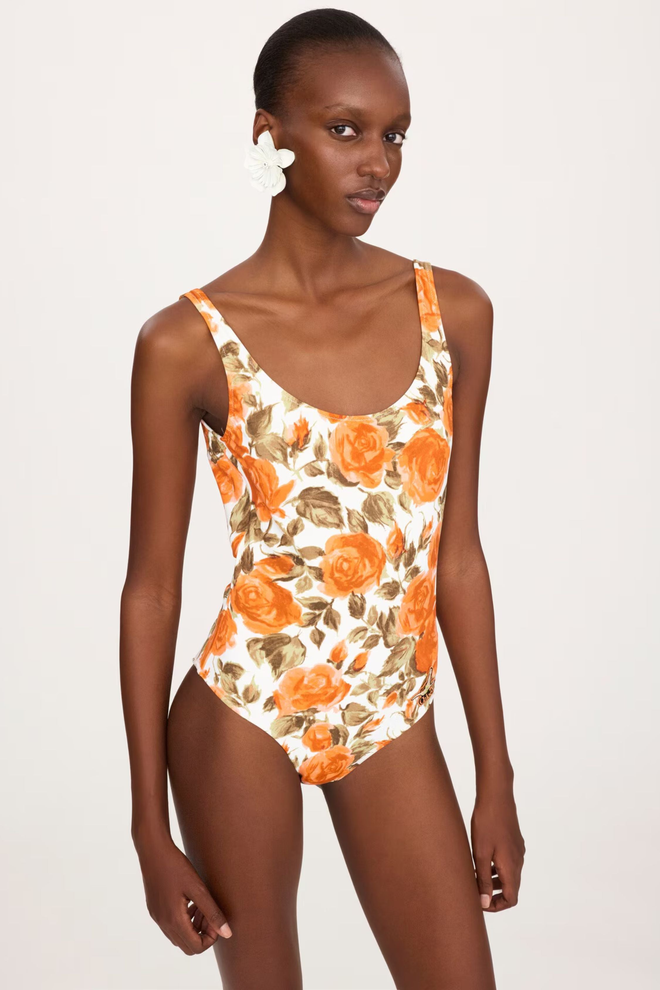 Chloé Roses Print Bathers - White Orange