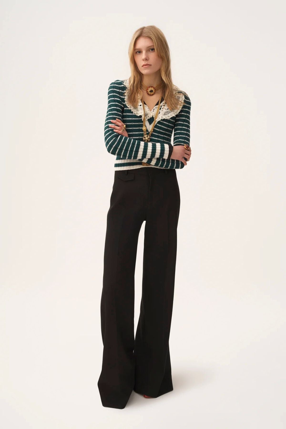 Chloé V-Neck Sweater - Green White