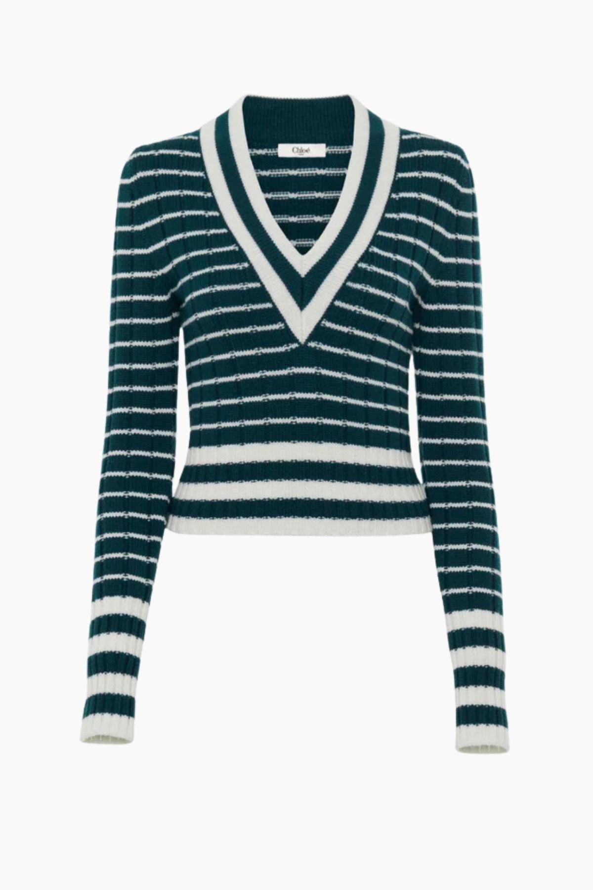 Chloé V-Neck Sweater - Green White