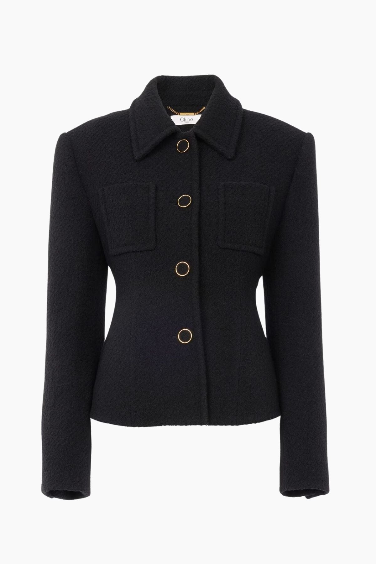 Chloé Wool Bouclette Shrunken Blazer - Black